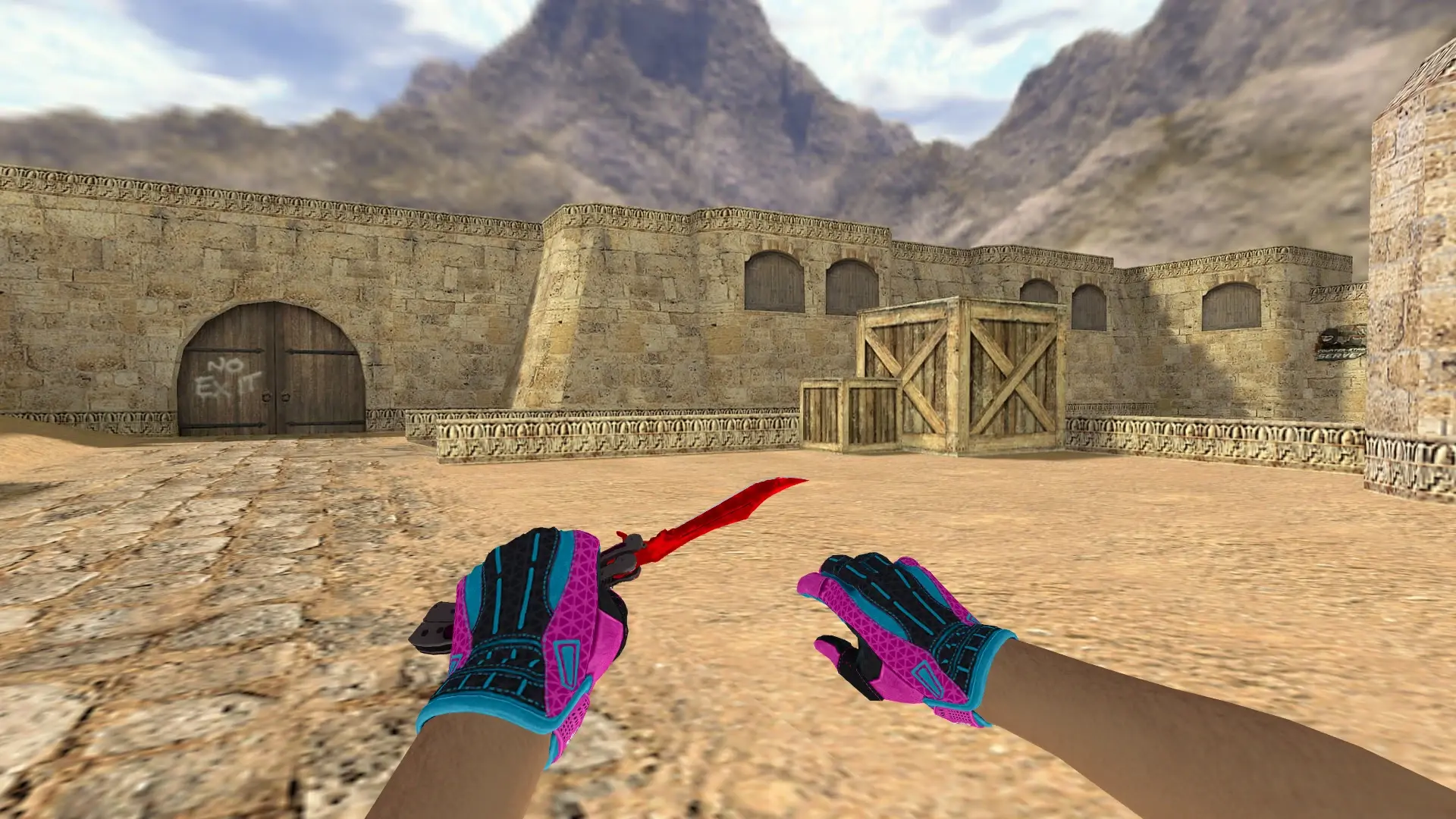 Butterfly Ruby — Sports Gloves Vice Pack — de_dust2 (first person)