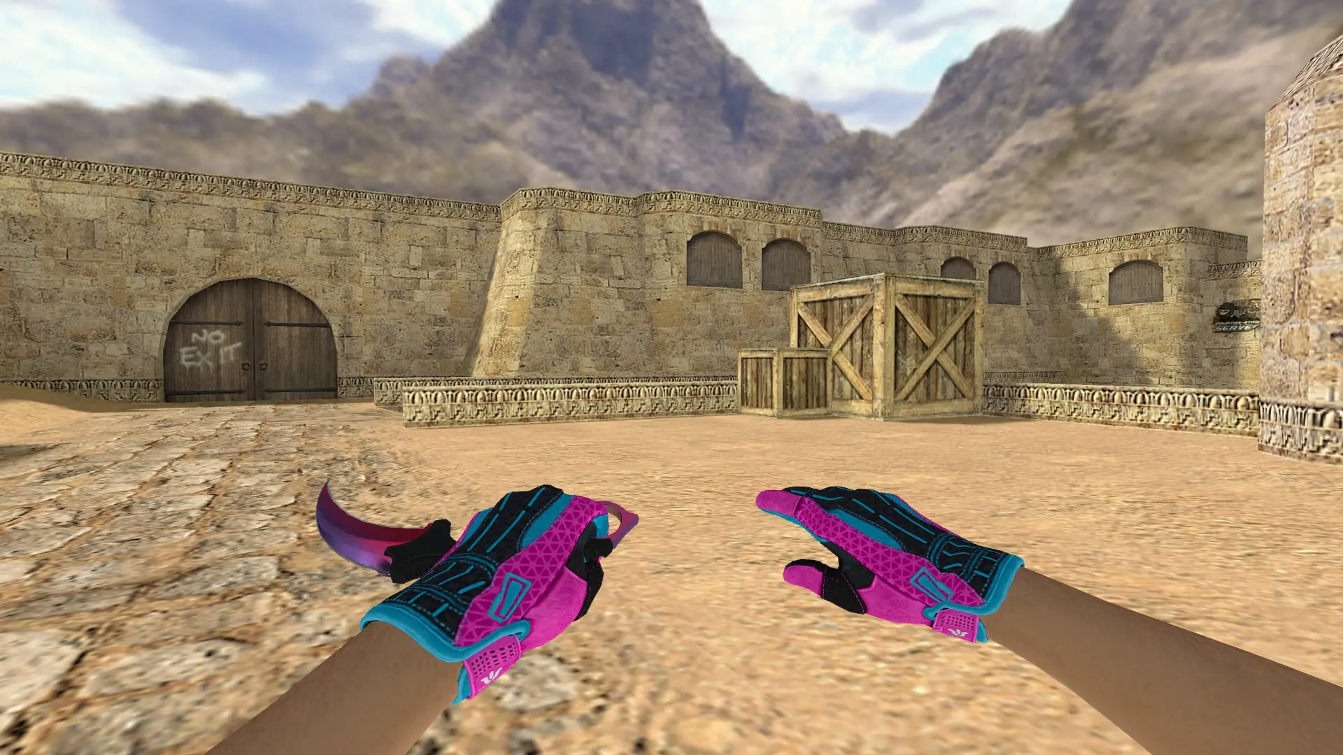 Karambit Fade — Sports Gloves Vice Pack — de_dust2 (first person)