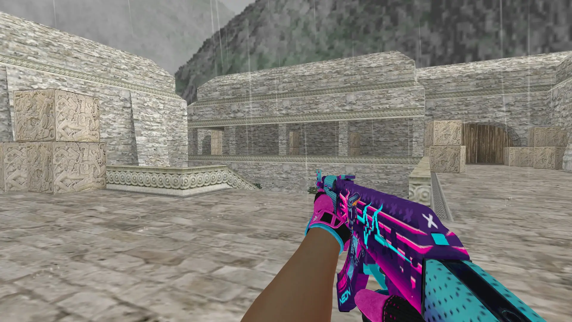 AK-47 — Sports Gloves Vice Pack — de_aztec (first person)