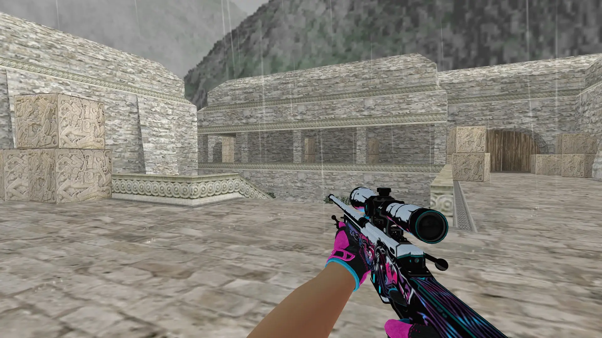 AWP — Sports Gloves Vice Pack — de_aztec (first person)