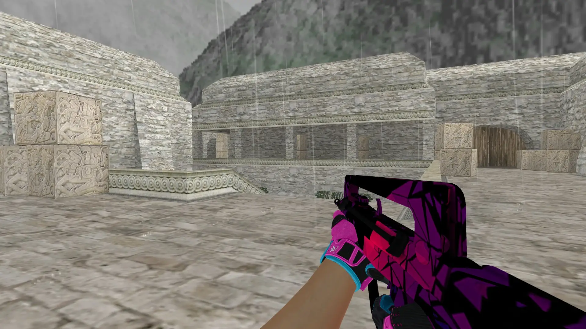 FAMAS — Sports Gloves Vice Pack — de_aztec (first person)