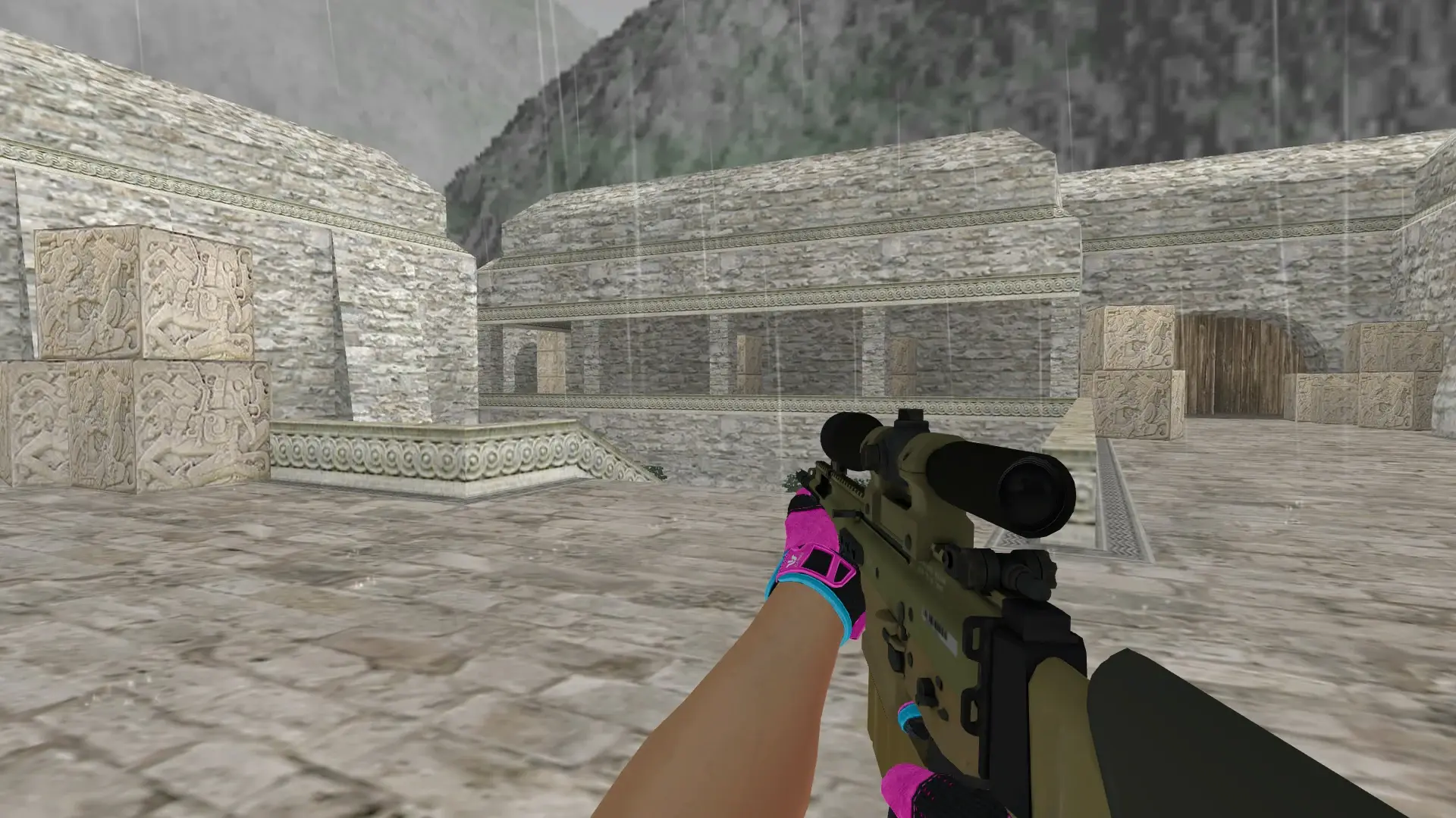 SG550 — Sports Gloves Vice Pack — de_aztec (first person)