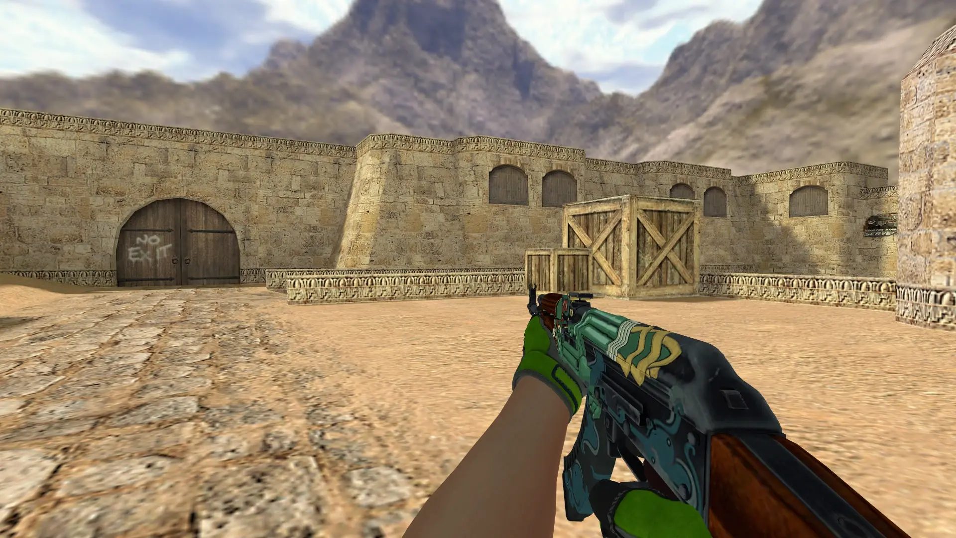 AK-47 — Specialist Gloves Emerald Web Pack — de_dust2 (first person)