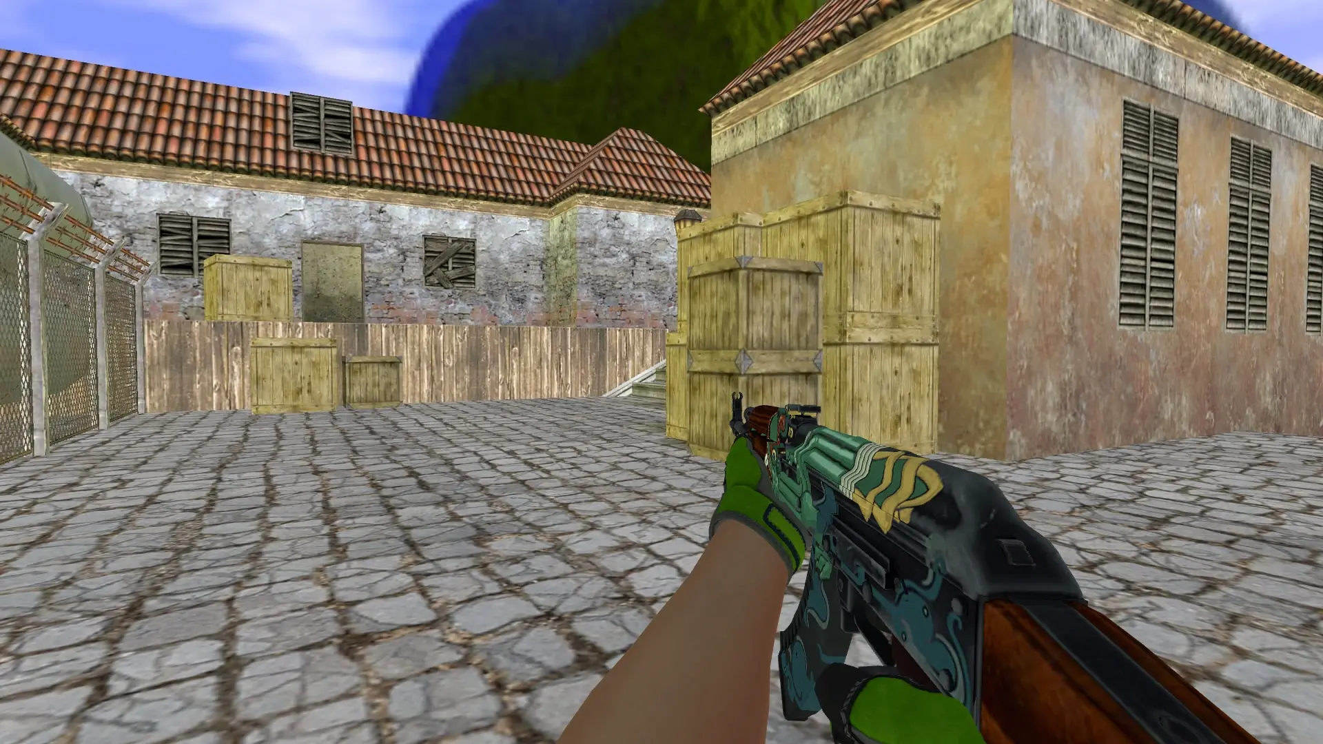 AK-47 — Specialist Gloves Emerald Web Pack — de_inferno (first person)