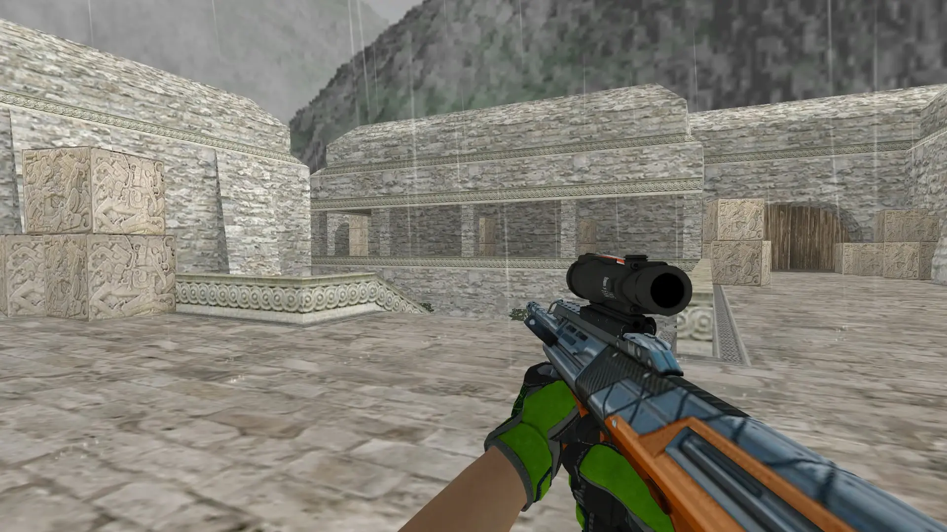 AUG — Specialist Gloves Emerald Web Pack — de_aztec (first person)