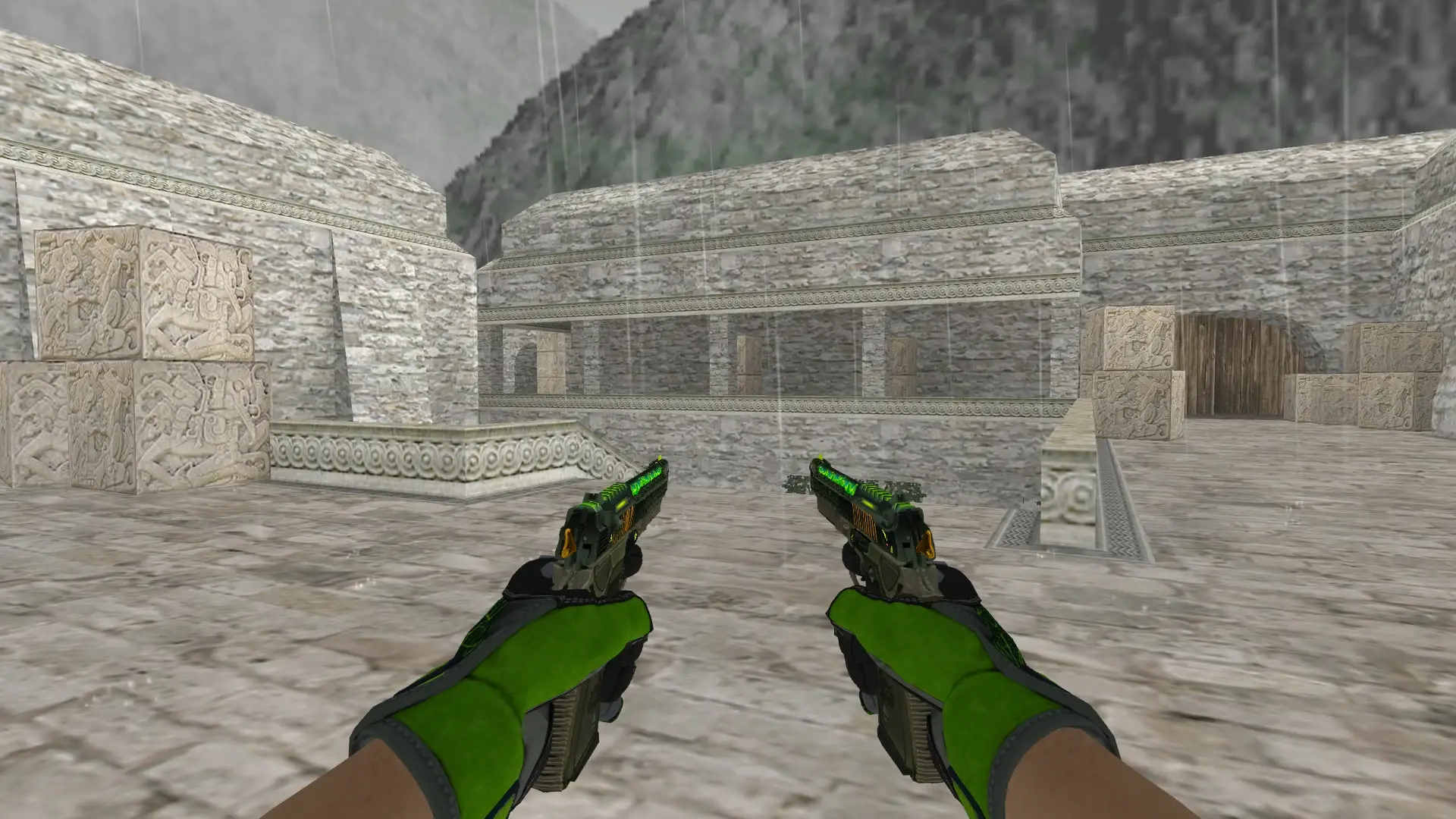 Dual Berettas — Specialist Gloves Emerald Web Pack — de_aztec (first person)