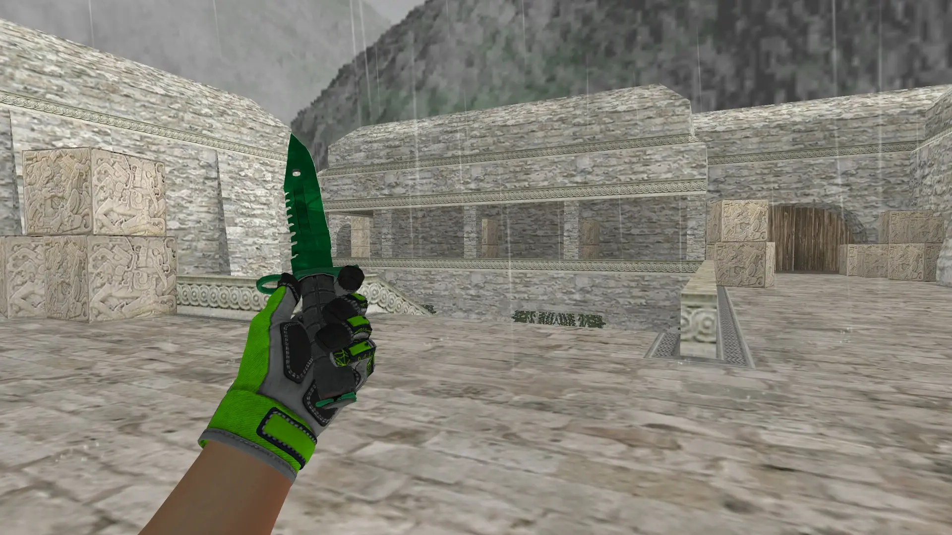 Knife — Specialist Gloves Emerald Web Pack — de_aztec (first person)