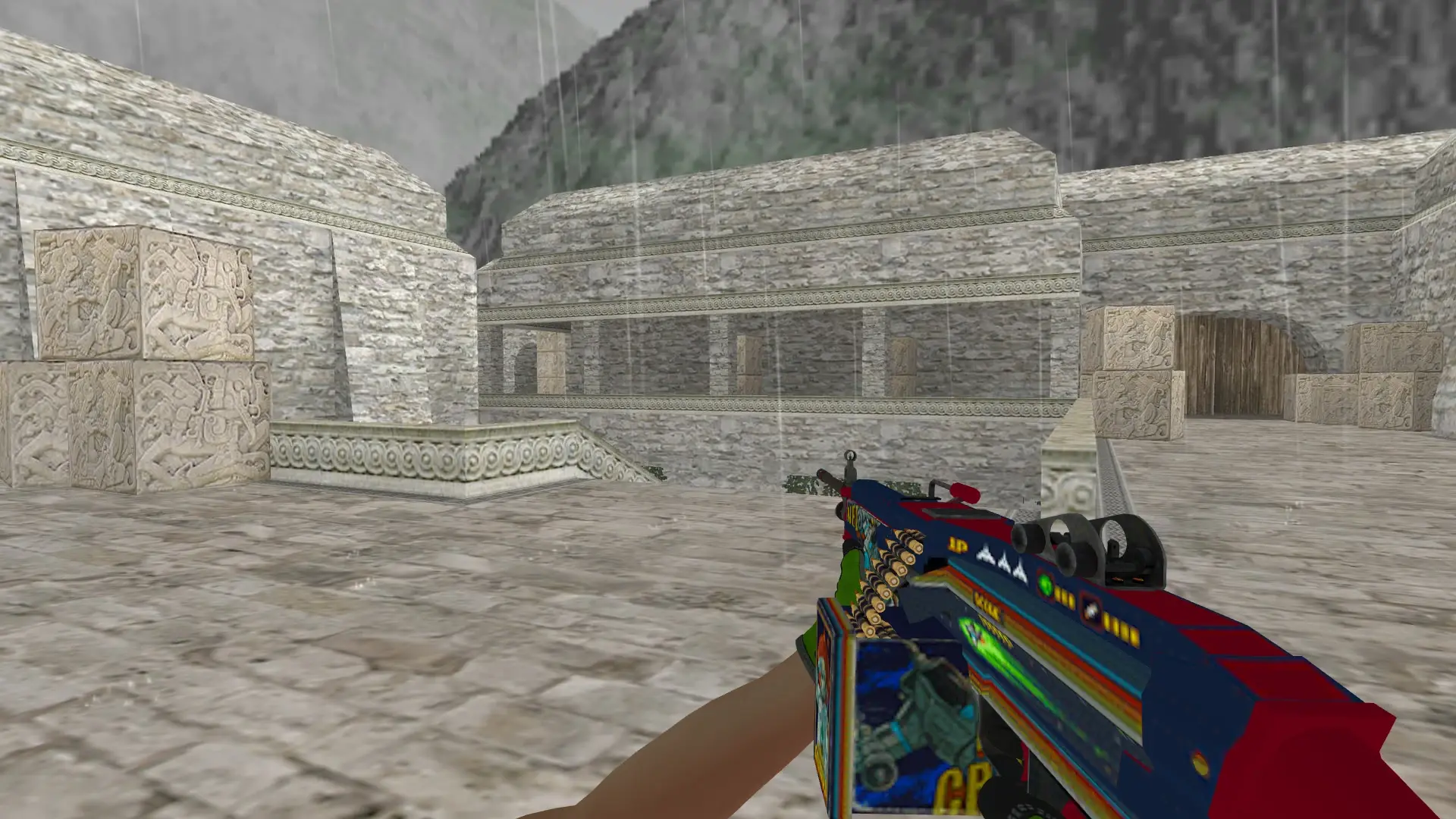 M249 — Specialist Gloves Emerald Web Pack — de_aztec (first person)