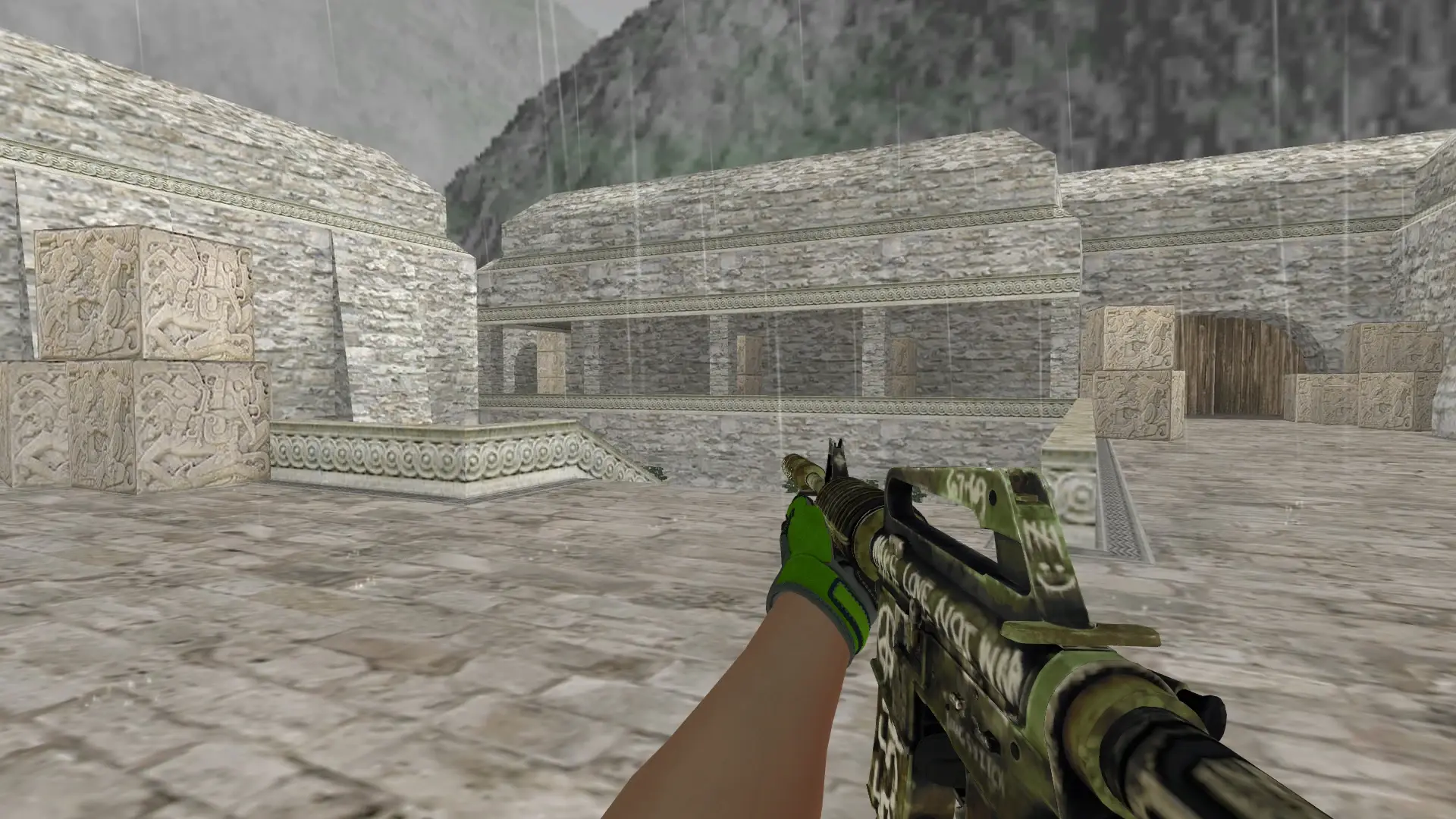 M4A1 — Specialist Gloves Emerald Web Pack — de_aztec (first person)