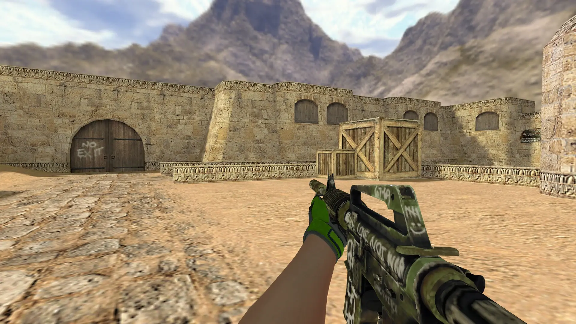 M4A1 — Specialist Gloves Emerald Web Pack — de_dust2 (first person)