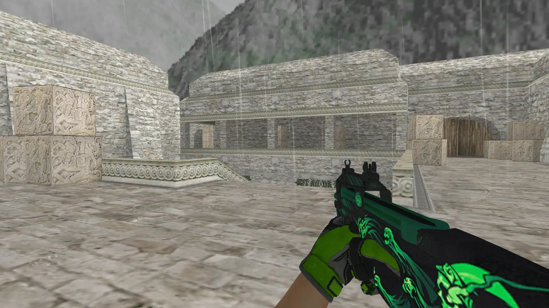 P90 — Specialist Gloves Emerald Web Pack — de_aztec (first person)