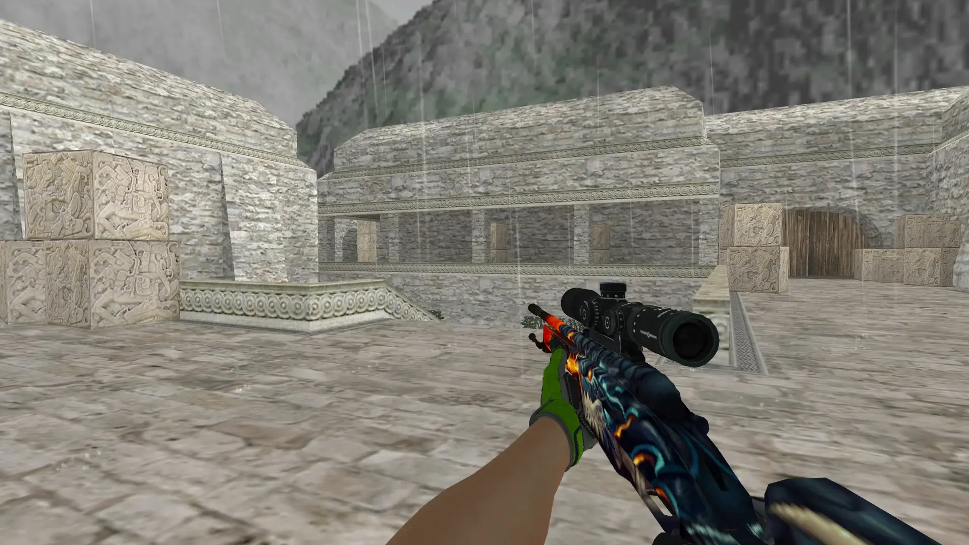 Scout — Specialist Gloves Emerald Web Pack — de_aztec (first person)
