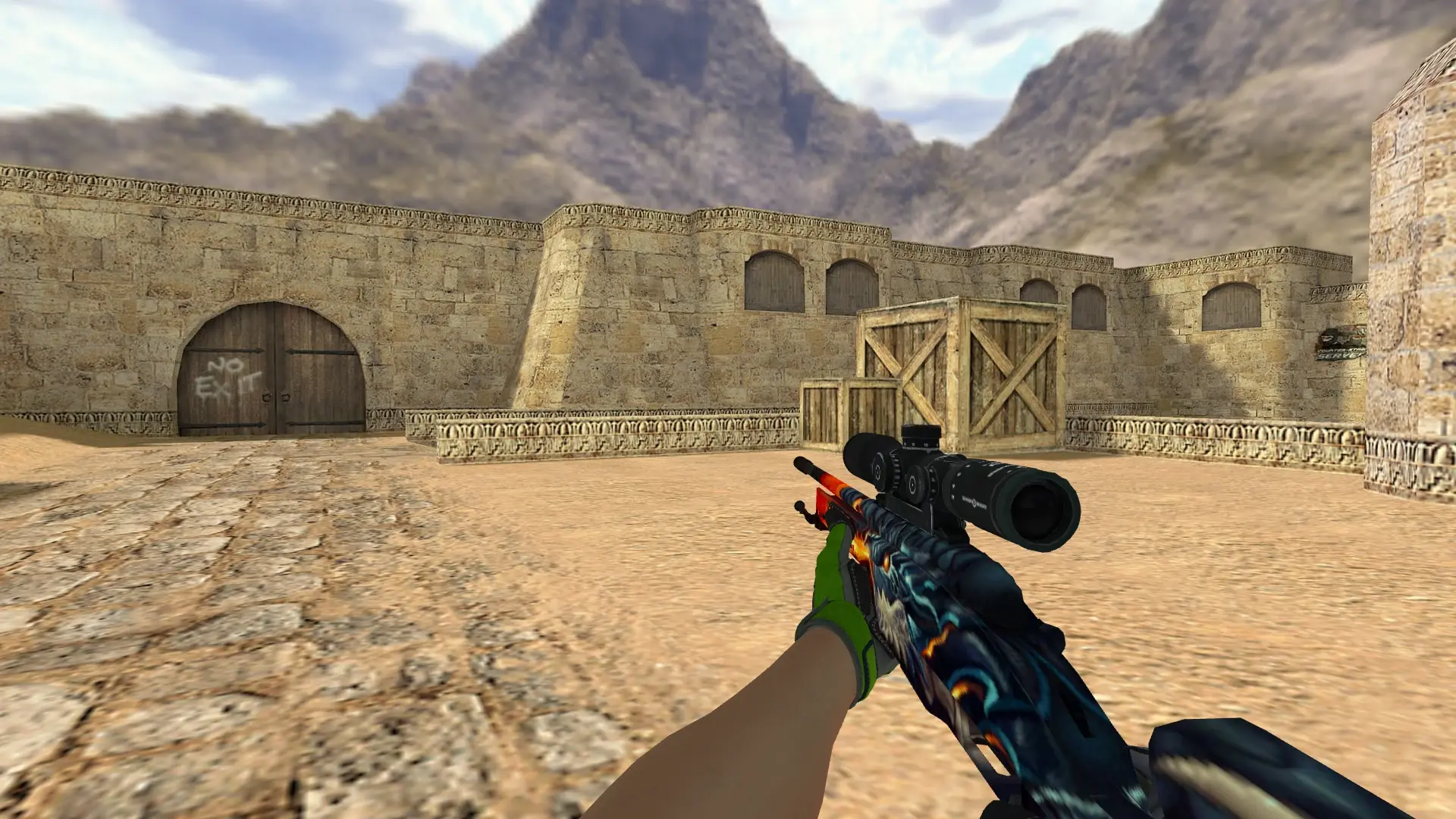 Scout — Specialist Gloves Emerald Web Pack — de_dust2 (first person)