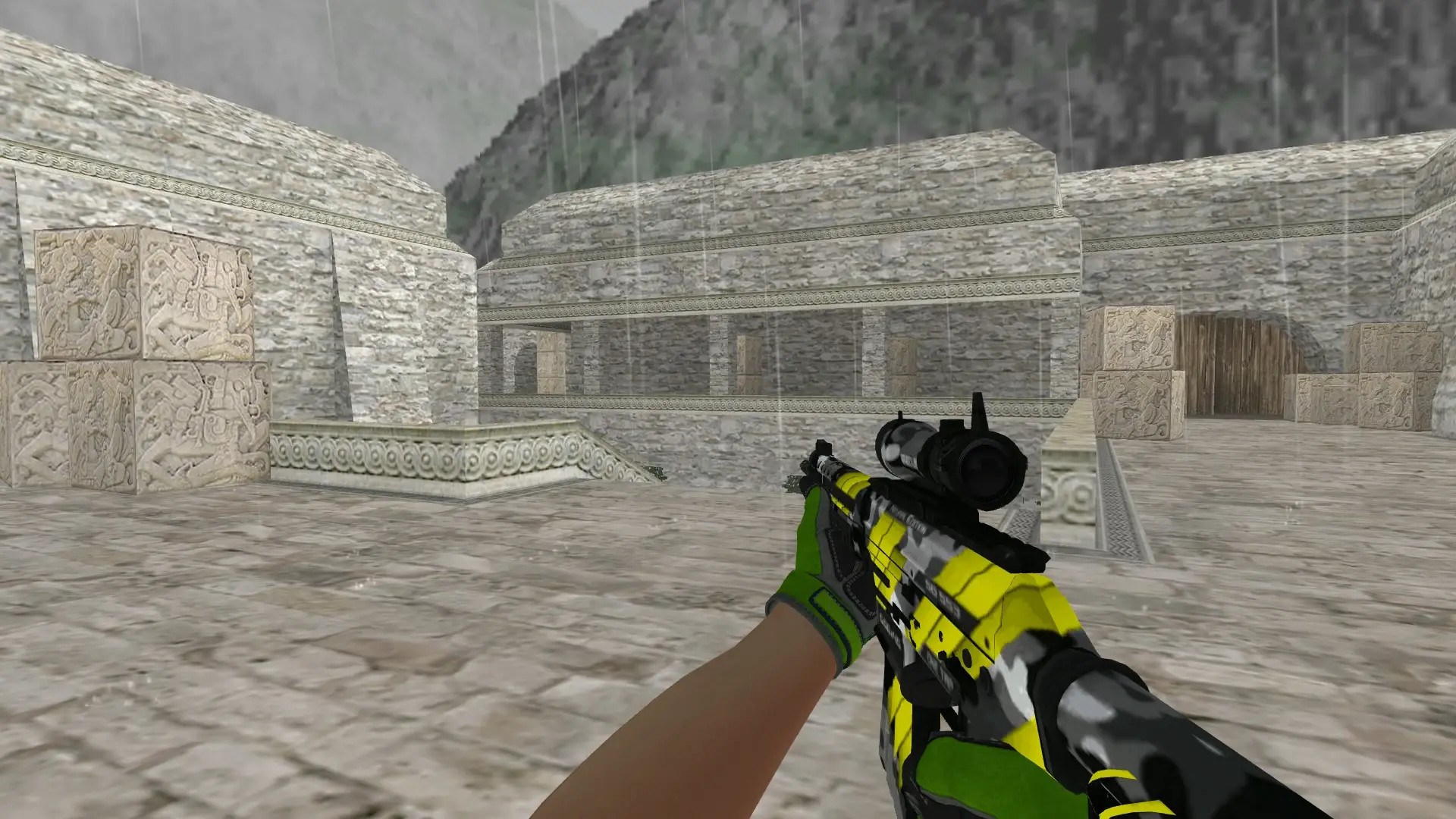 SG552 — Specialist Gloves Emerald Web Pack — de_aztec (first person)