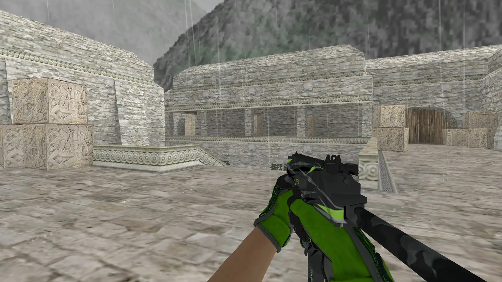 TMP — Specialist Gloves Emerald Web Pack — de_aztec (first person)