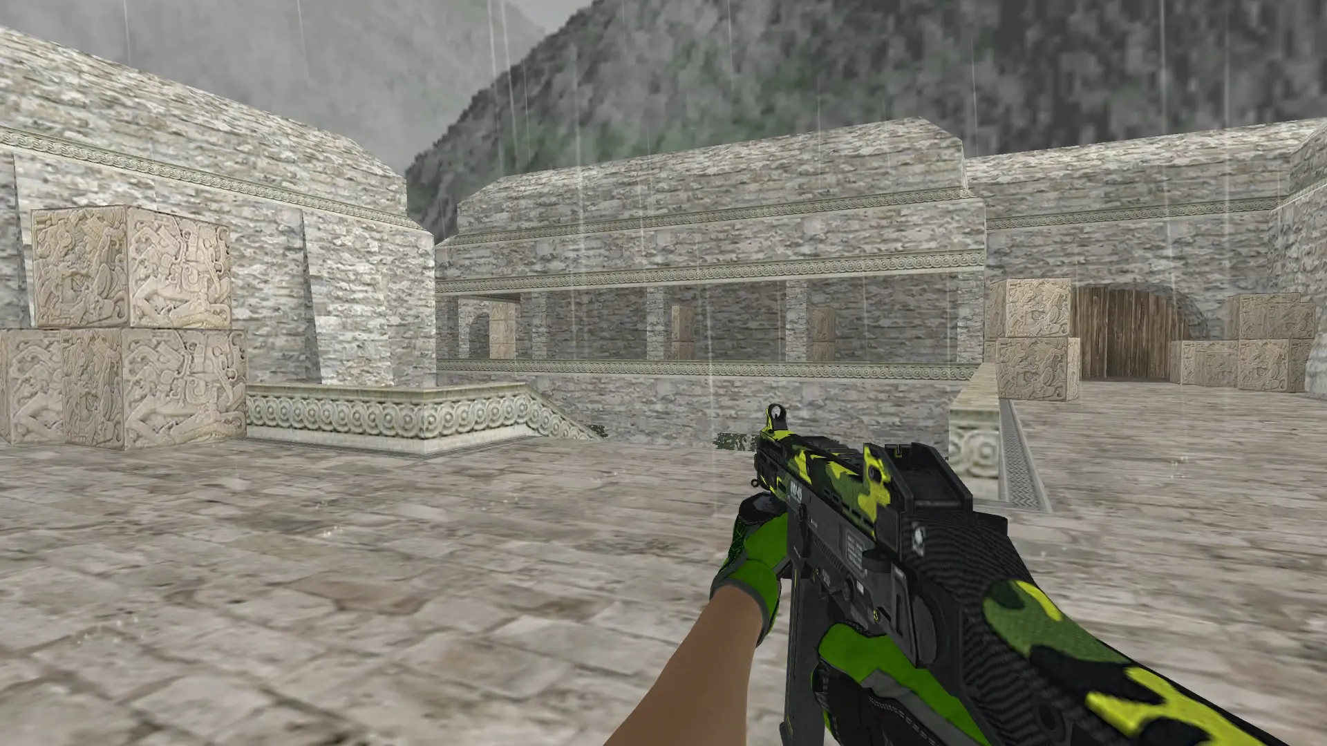 UMP-45 — Specialist Gloves Emerald Web Pack — de_aztec (first person)
