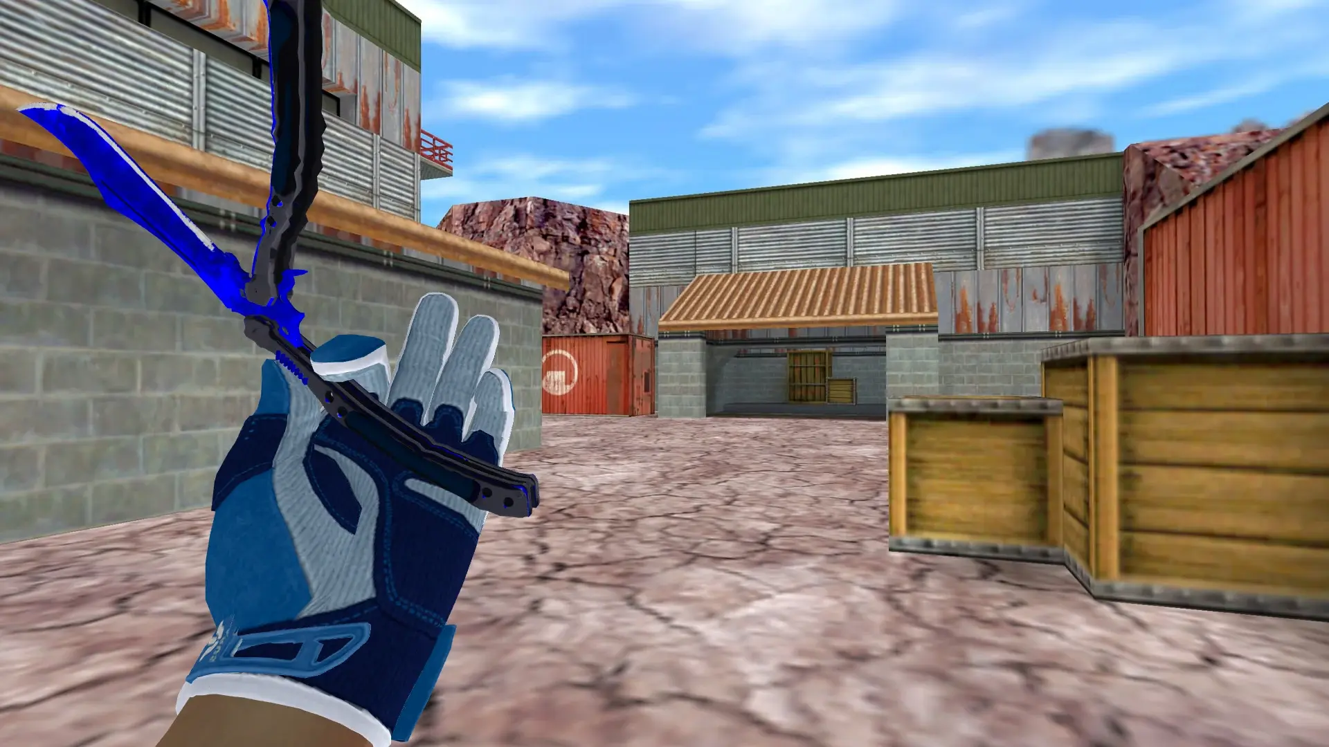 Butterfly Doppler (Sapphire) — Sport Gloves Amphibious Pack — de_nuke (first person)