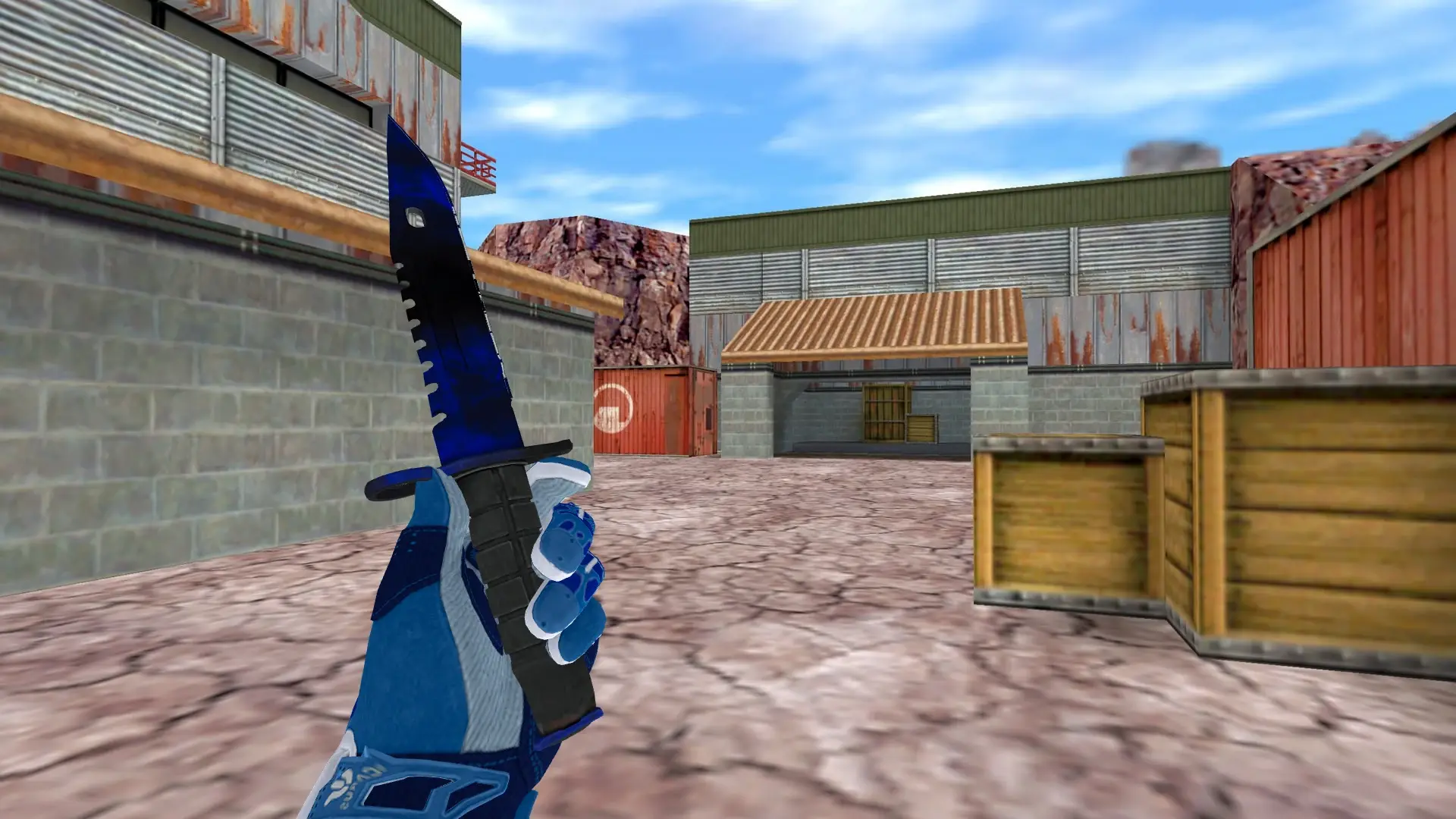 M9 Bayonet Doppler (P4) — Sport Gloves Amphibious Pack — de_nuke (first person)