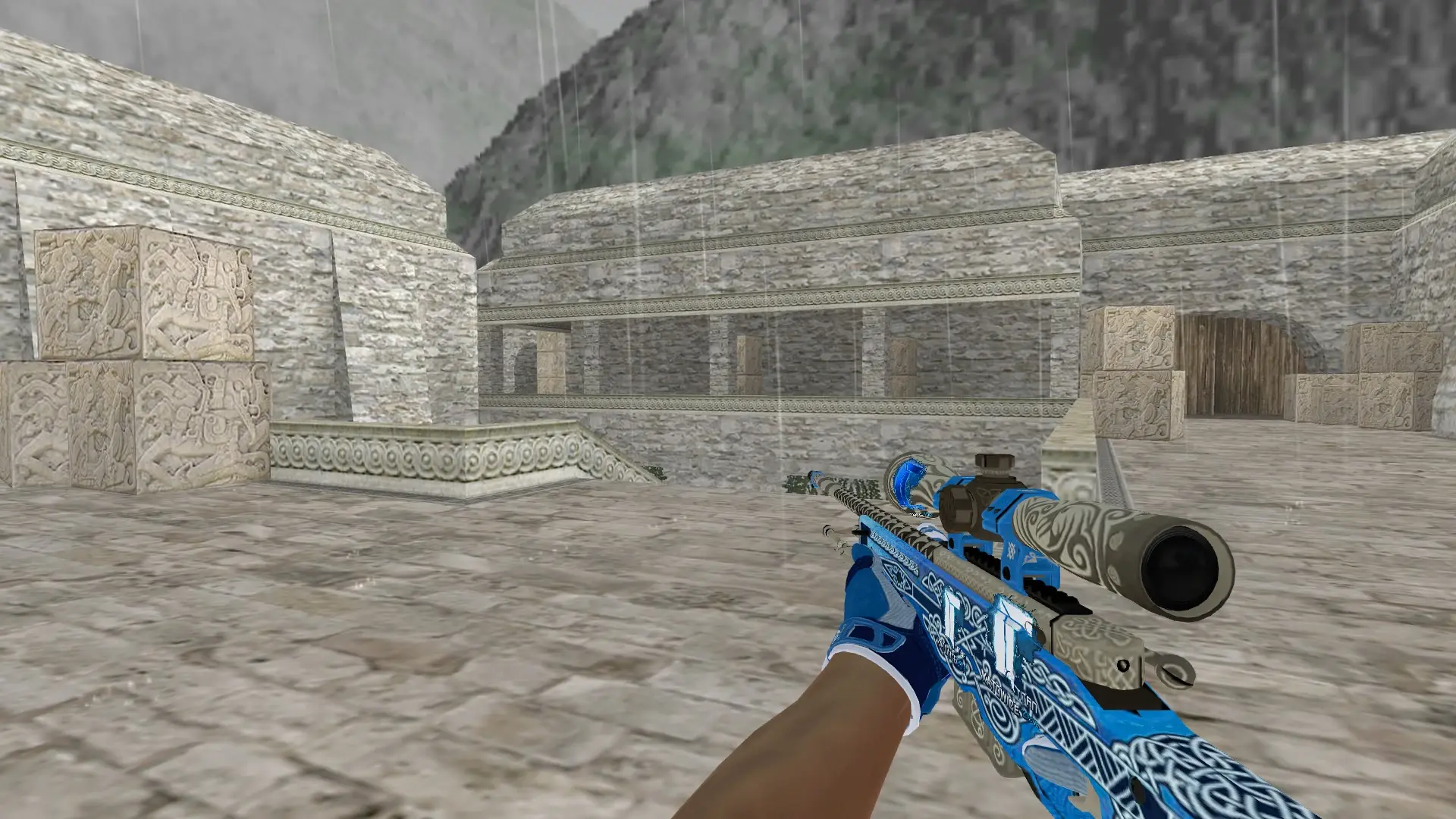 AWP — Sport Gloves Amphibious Pack — de_aztec (first person)