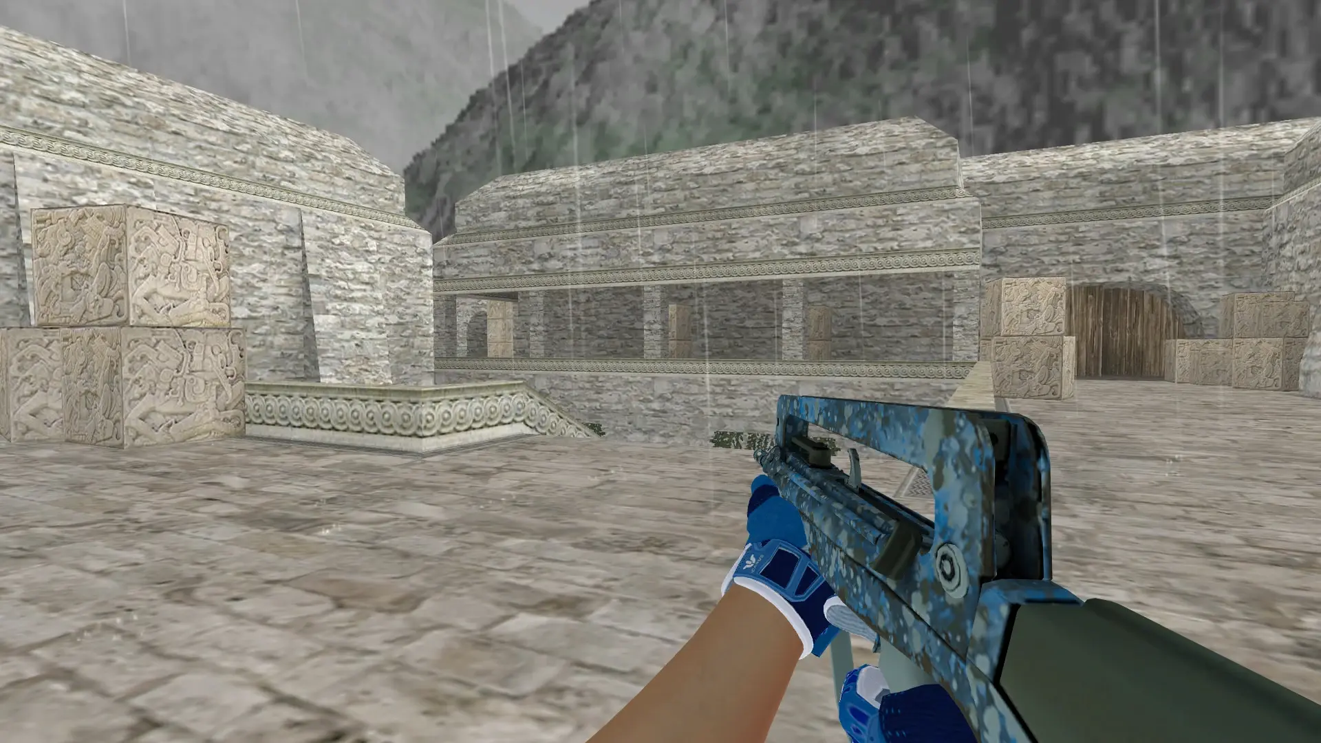FAMAS — Sport Gloves Amphibious Pack — de_aztec (first person)