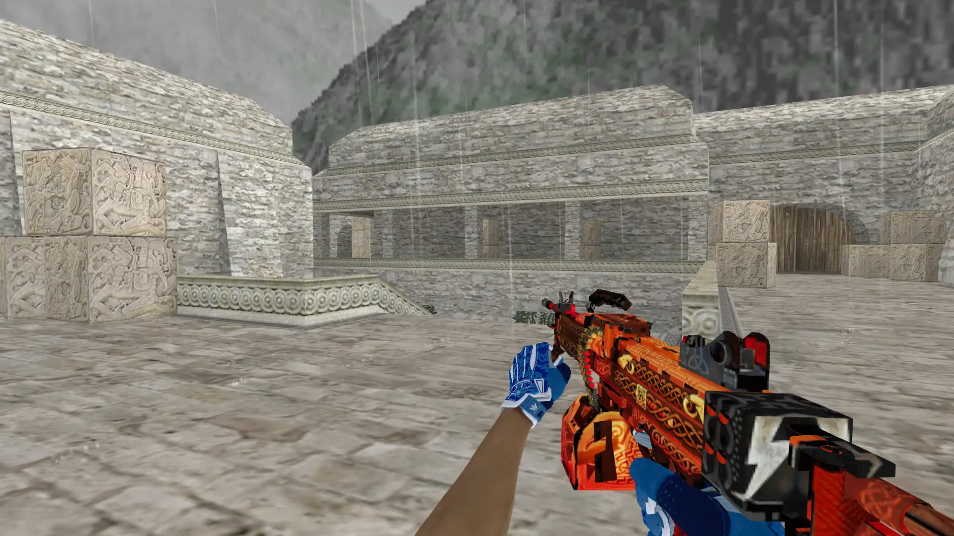 M249 — Sport Gloves Amphibious Pack — de_aztec (first person)