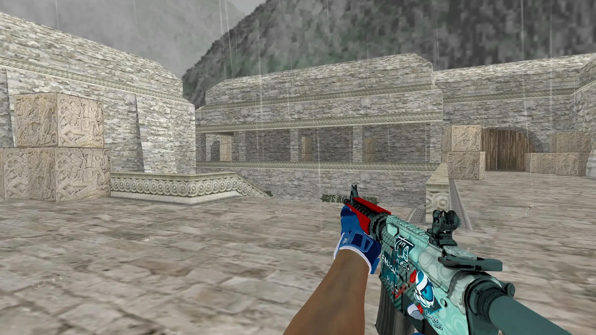 M4A1 — Sport Gloves Amphibious Pack — de_aztec (first person)
