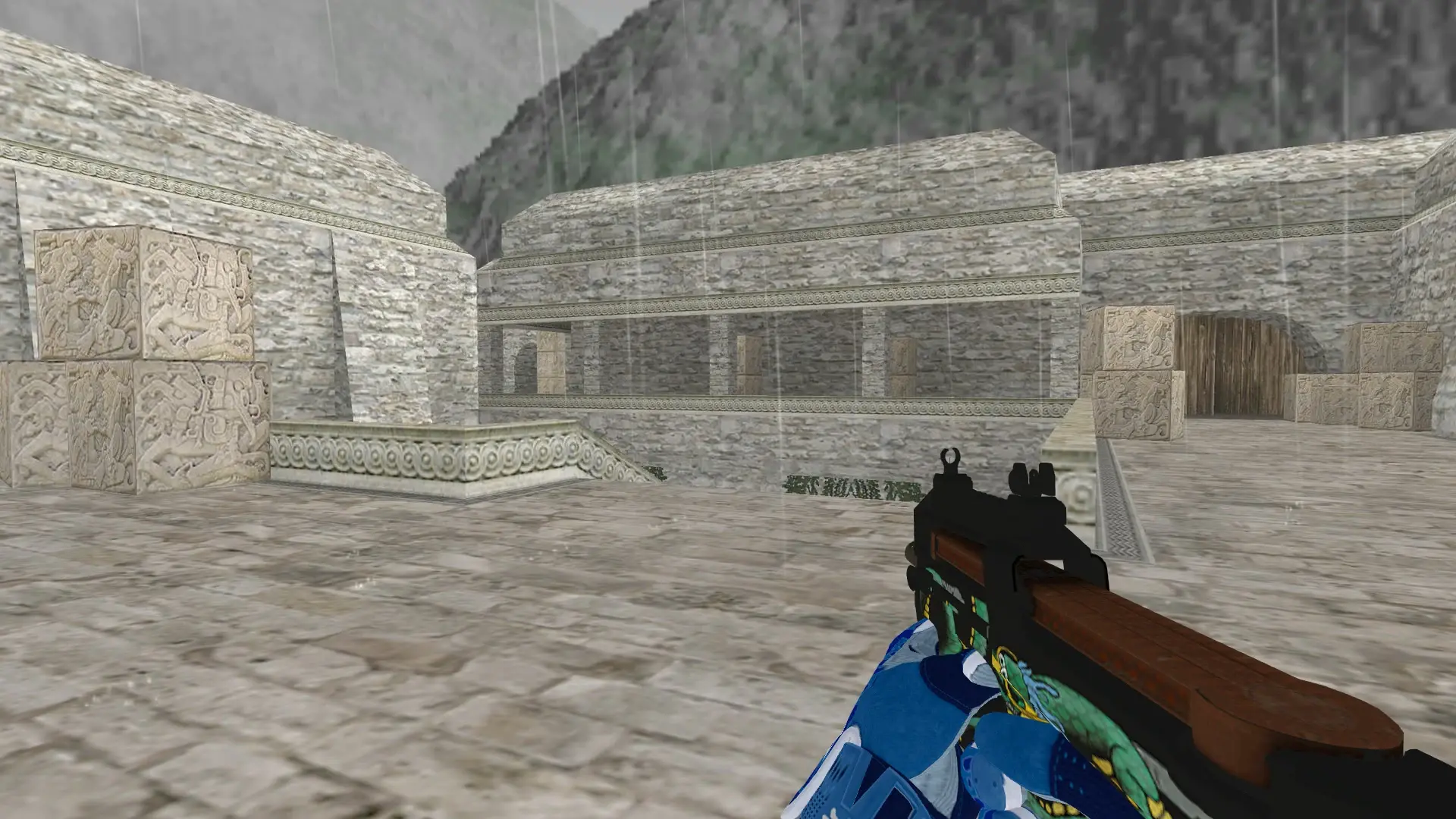 P90 — Sport Gloves Amphibious Pack — de_aztec (first person)