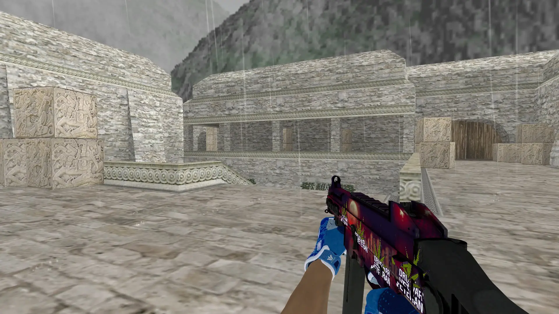 UMP-45 — Sport Gloves Amphibious Pack — de_aztec (first person)