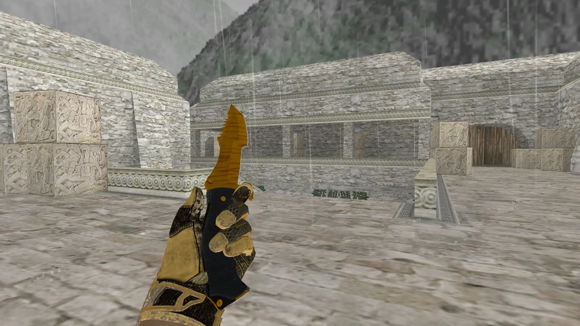 Huntsman Tiger Tooth — Sport Gloves Arid Pack — de_aztec (first person)