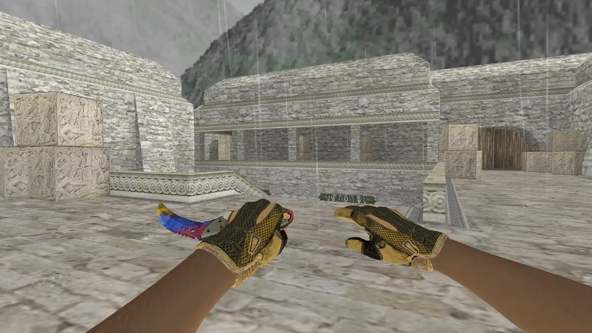Talon Marble Fade — Sport Gloves Arid Pack — de_aztec (first person)
