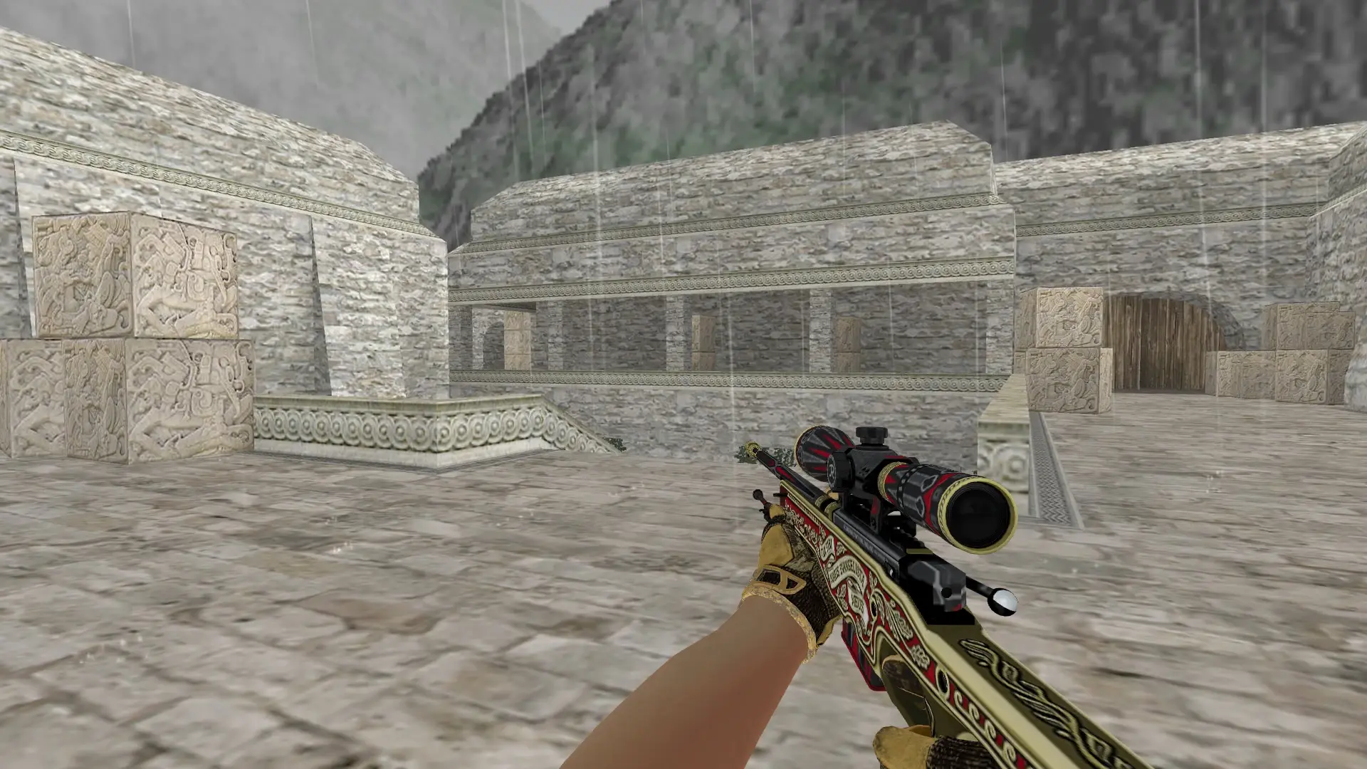 AWP — Sport Gloves Arid Pack — de_aztec (first person)