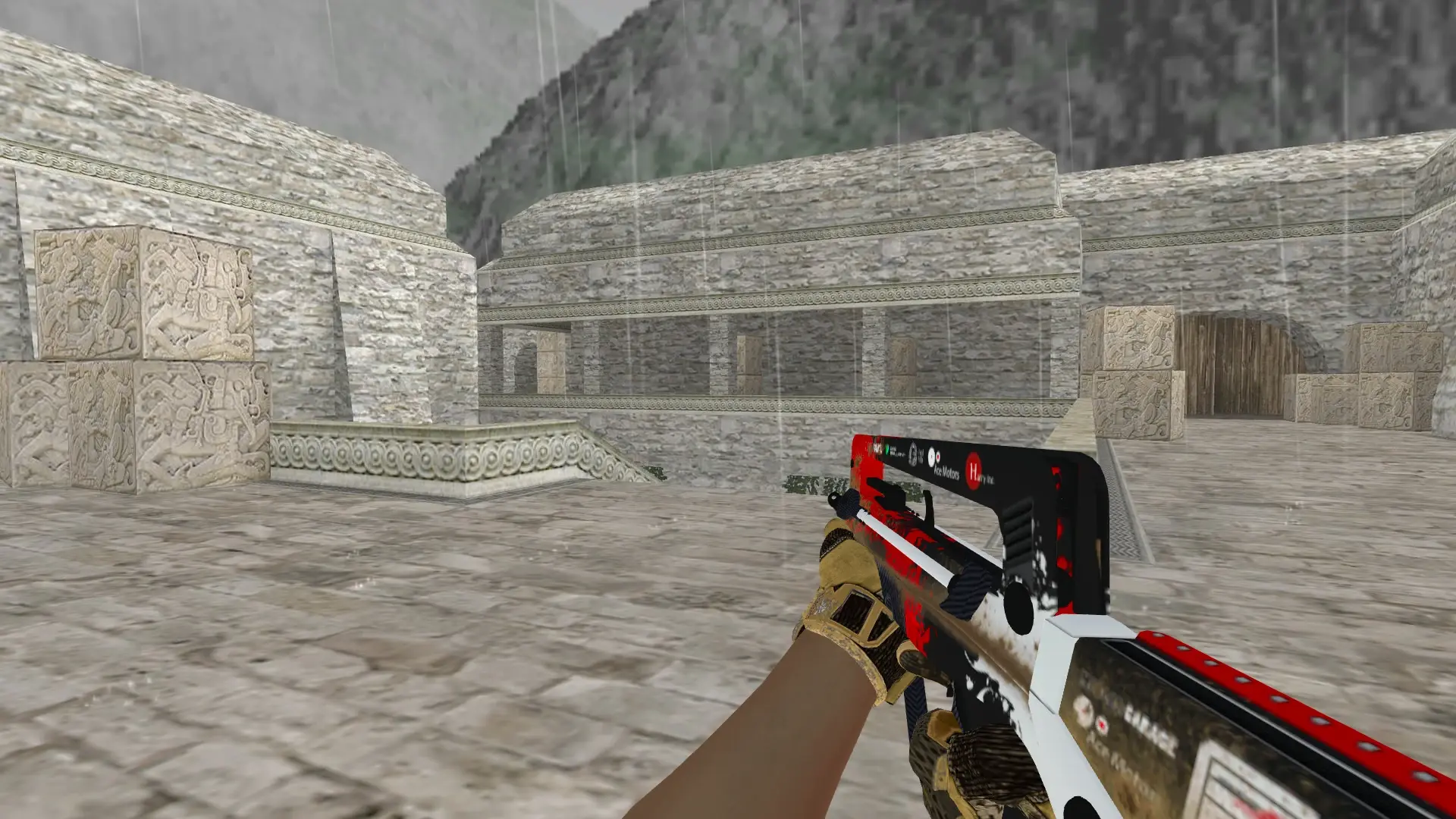 FAMAS — Sport Gloves Arid Pack — de_aztec (first person)