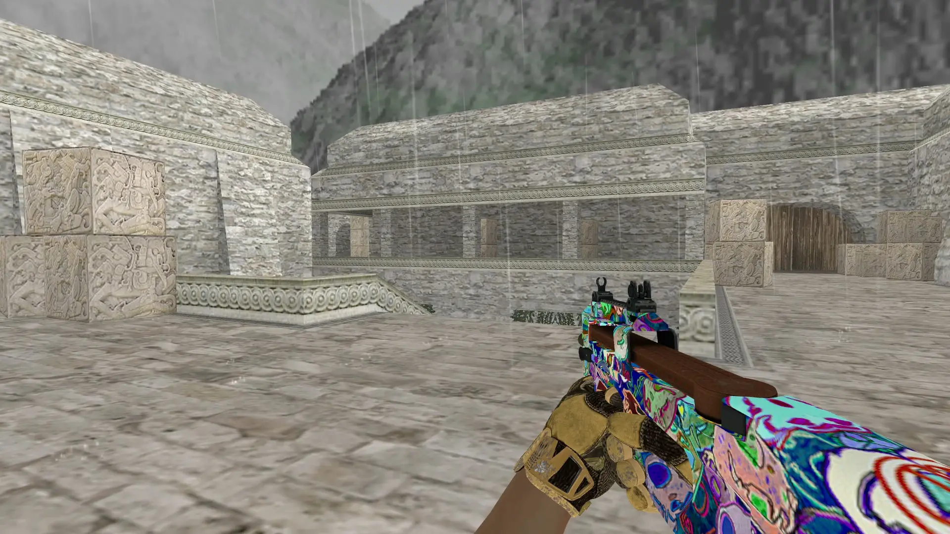 P90 — Sport Gloves Arid Pack — de_aztec (first person)