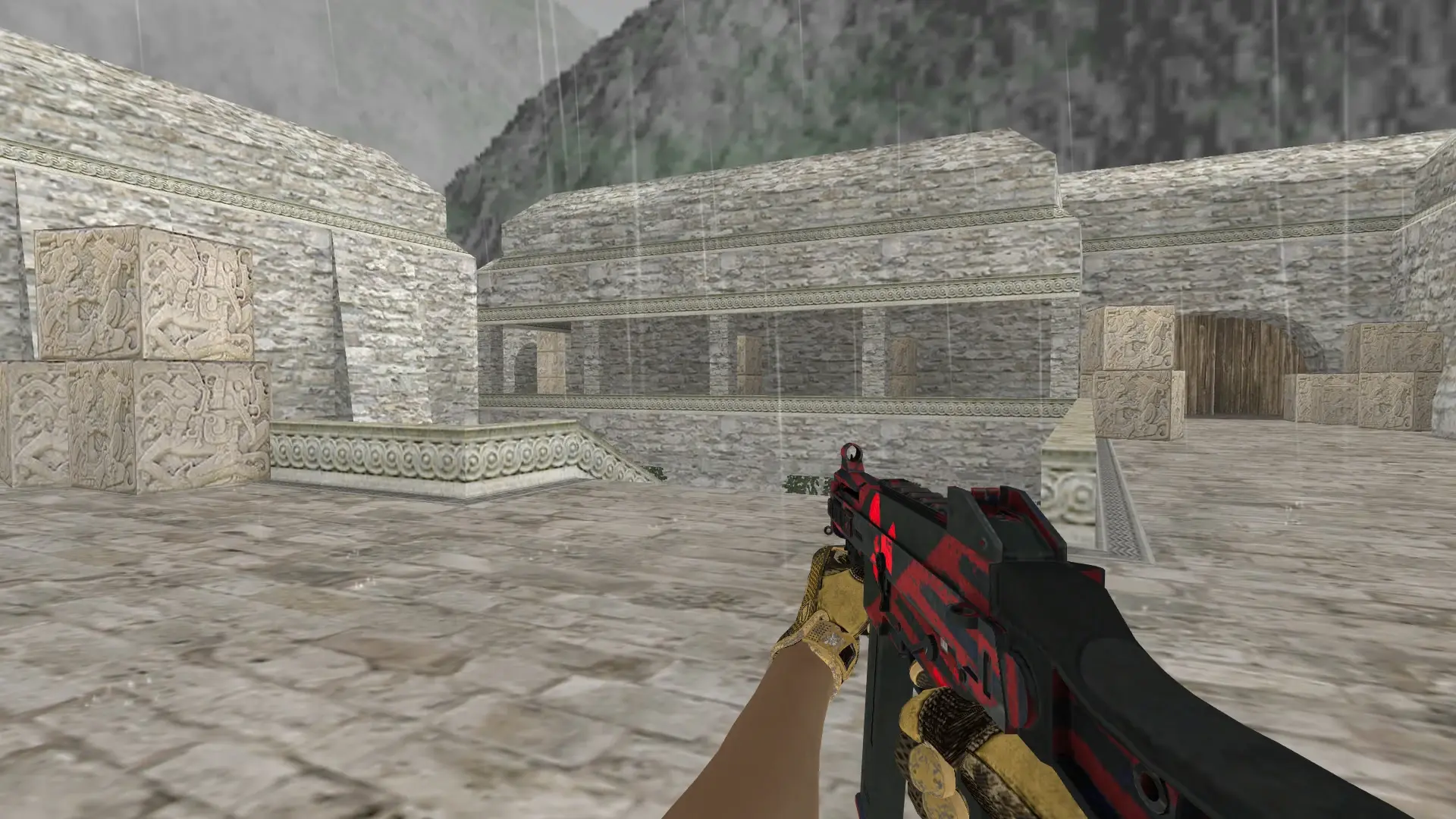 UMP-45 — Sport Gloves Arid Pack — de_aztec (first person)