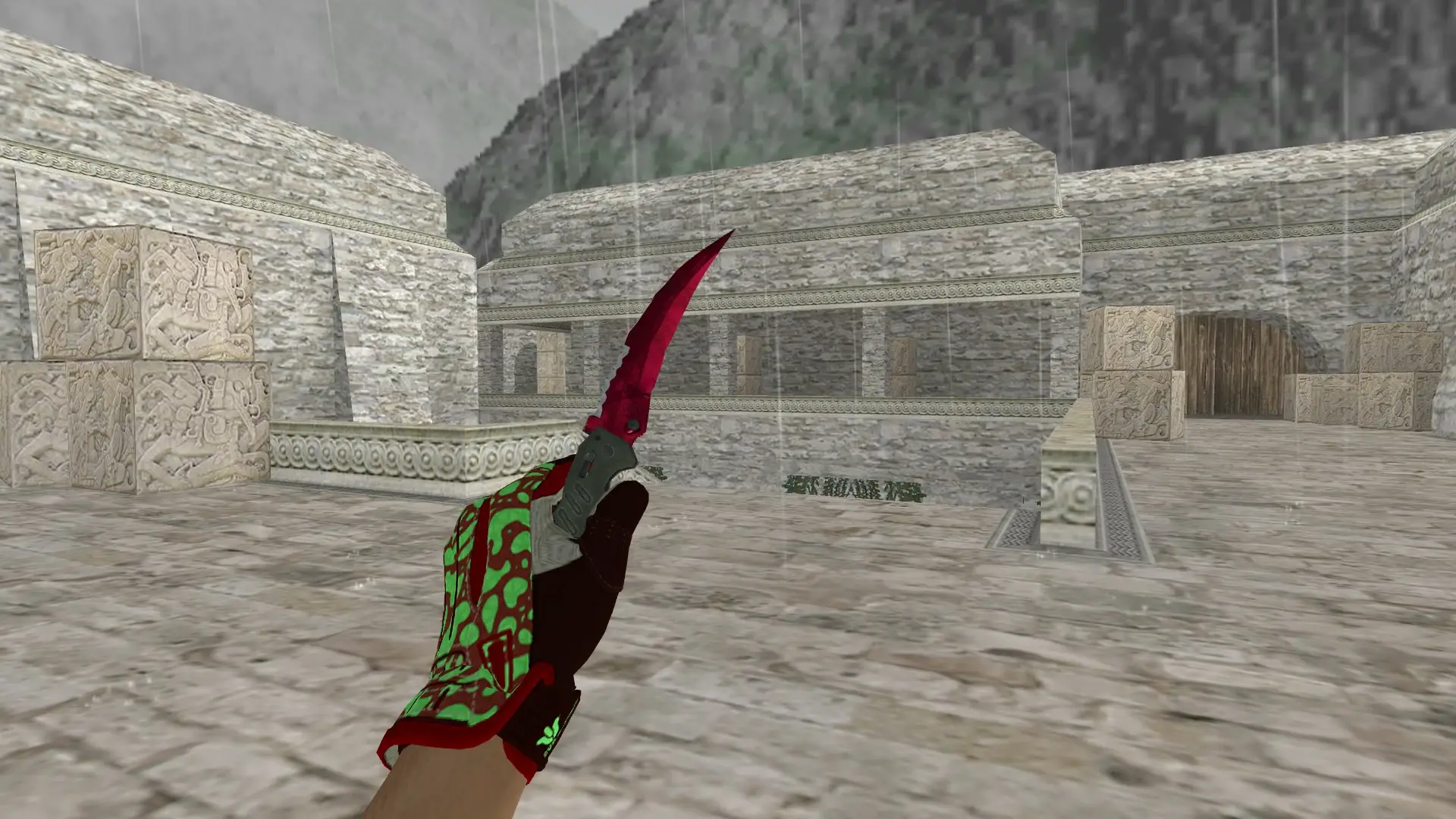 Flip Doppler (Ruby) — Sport Gloves Bronze Morph Pack — de_aztec (first person)