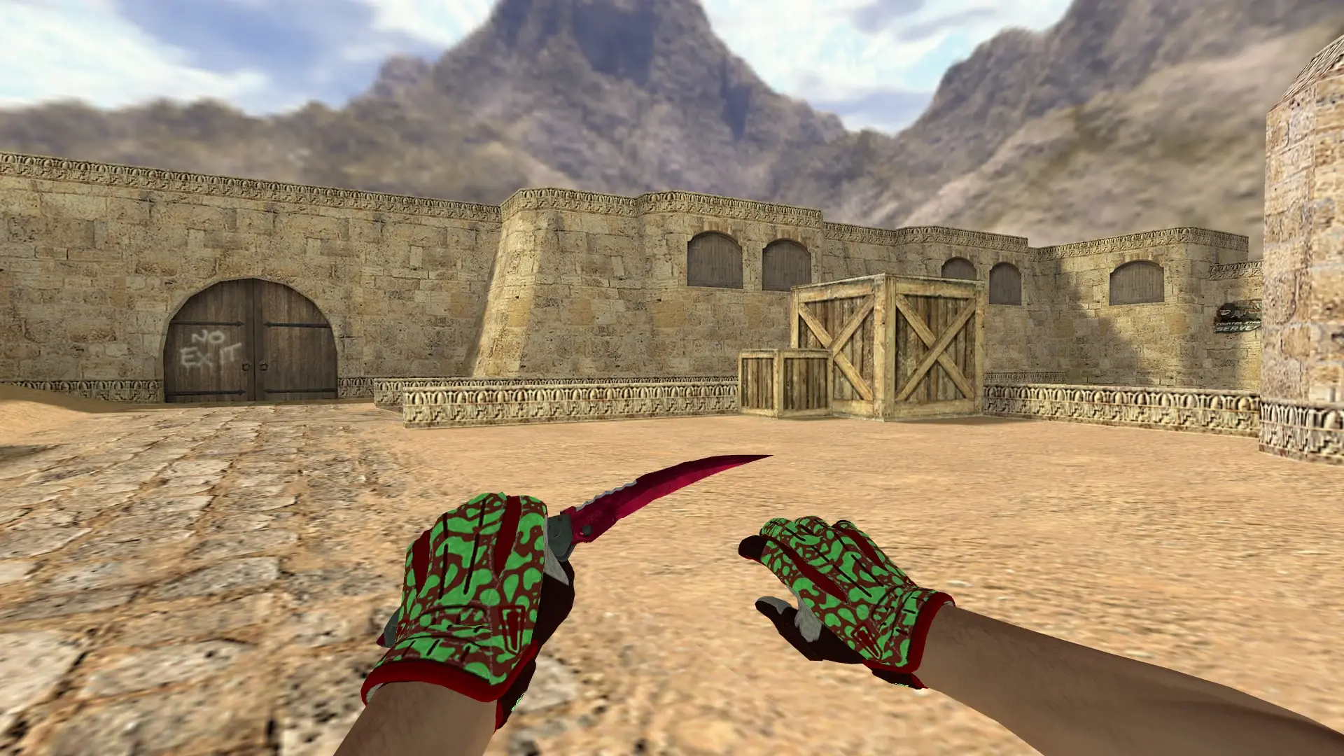 Flip Doppler (Ruby) — Sport Gloves Bronze Morph Pack — de_dust2 (first person)