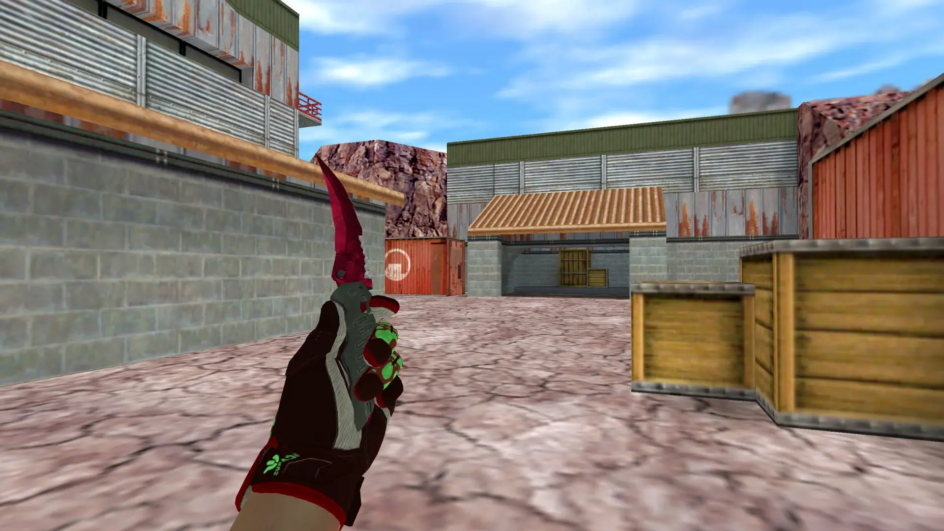 Flip Doppler (Ruby) — Sport Gloves Bronze Morph Pack — de_nuke (first person)