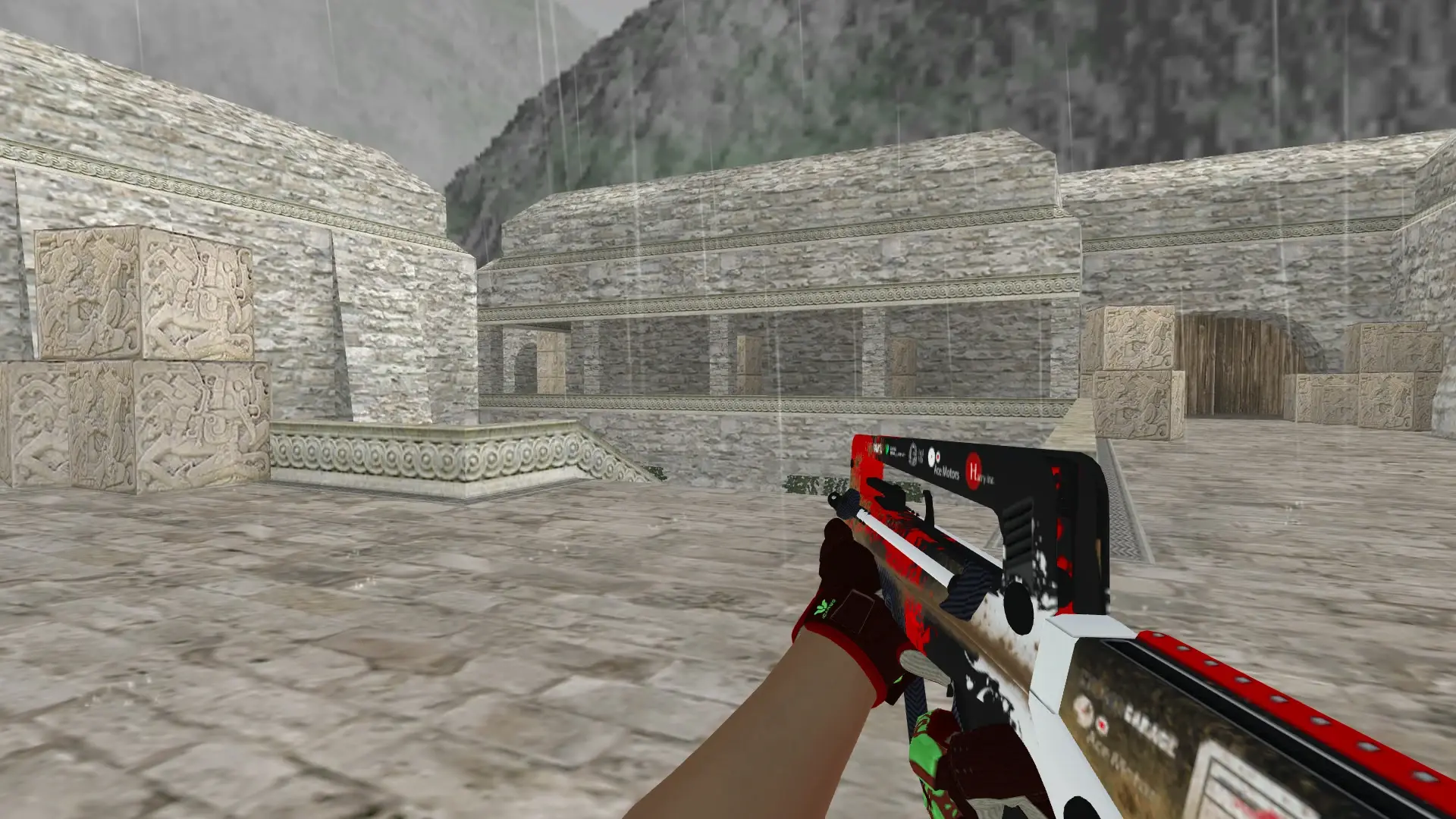 FAMAS — Sport Gloves Bronze Morph Pack — de_aztec (first person)