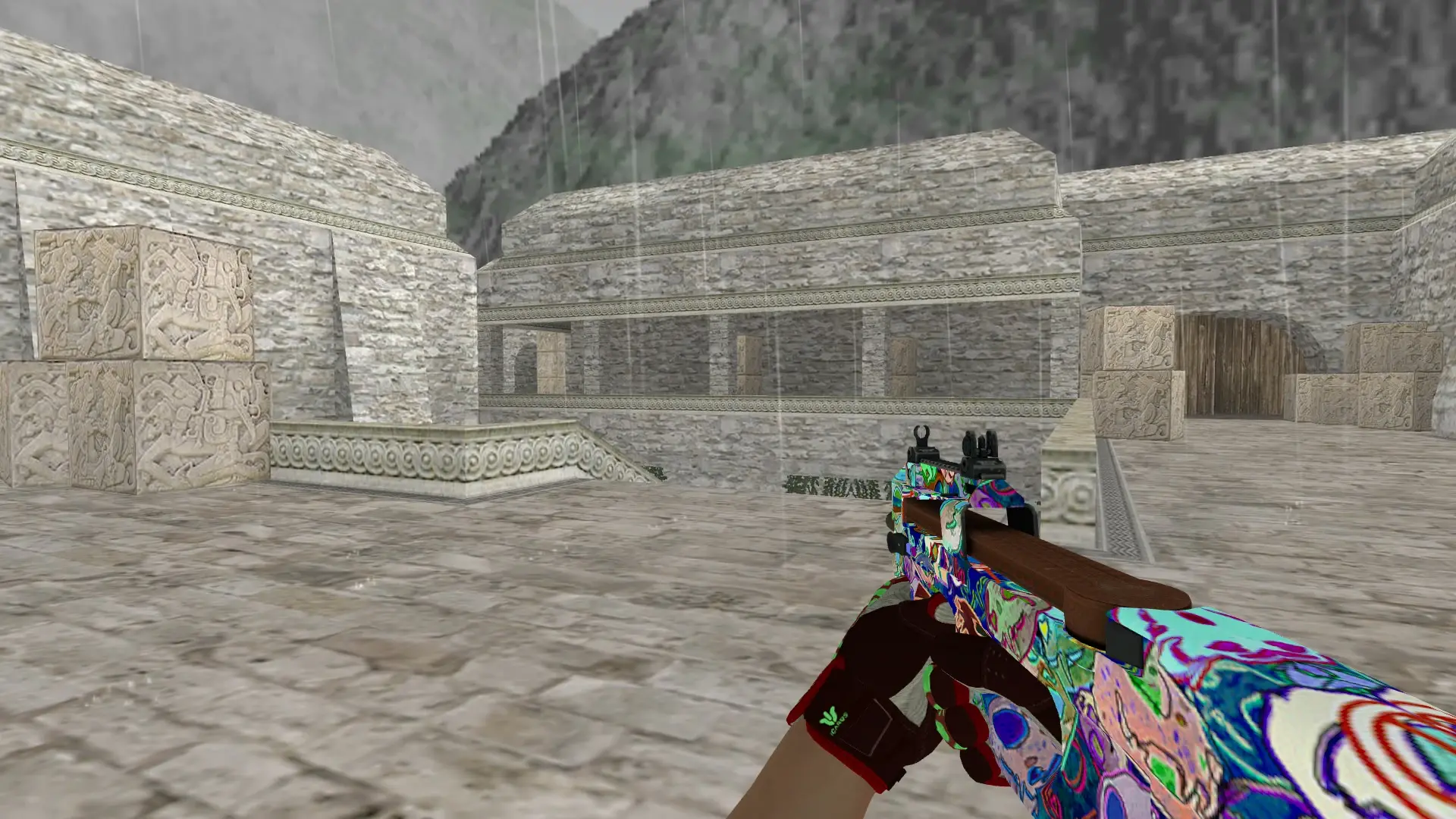P90 — Sport Gloves Bronze Morph Pack — de_aztec (first person)