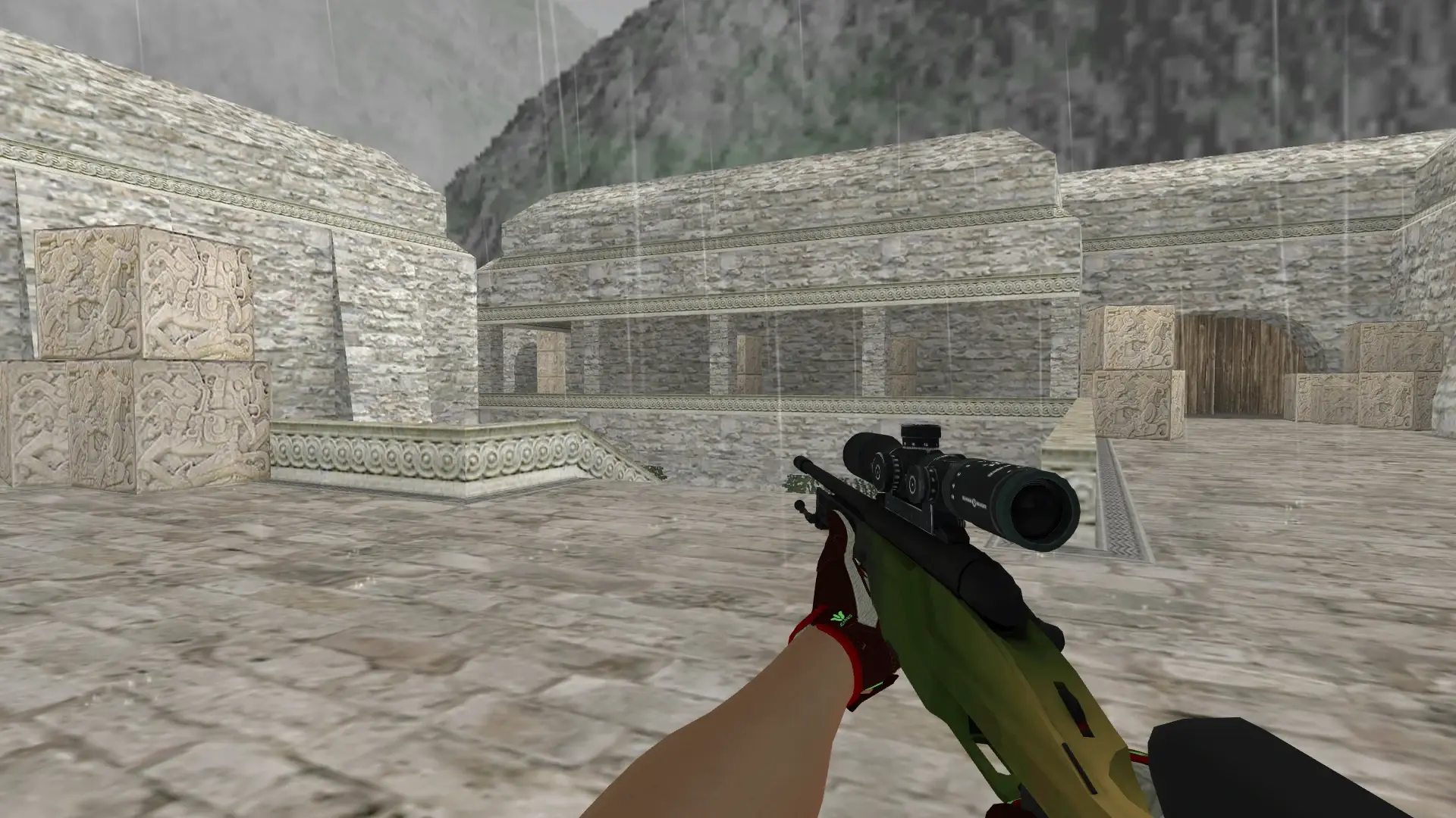 Scout — Sport Gloves Bronze Morph Pack — de_aztec (first person)