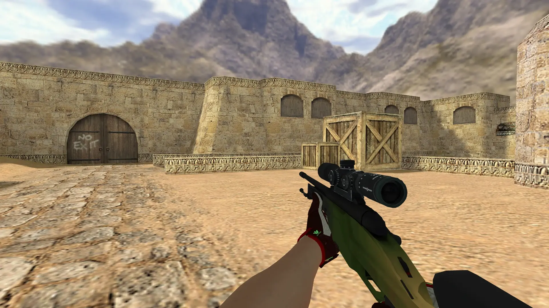 Scout — Sport Gloves Bronze Morph Pack — de_dust2 (first person)