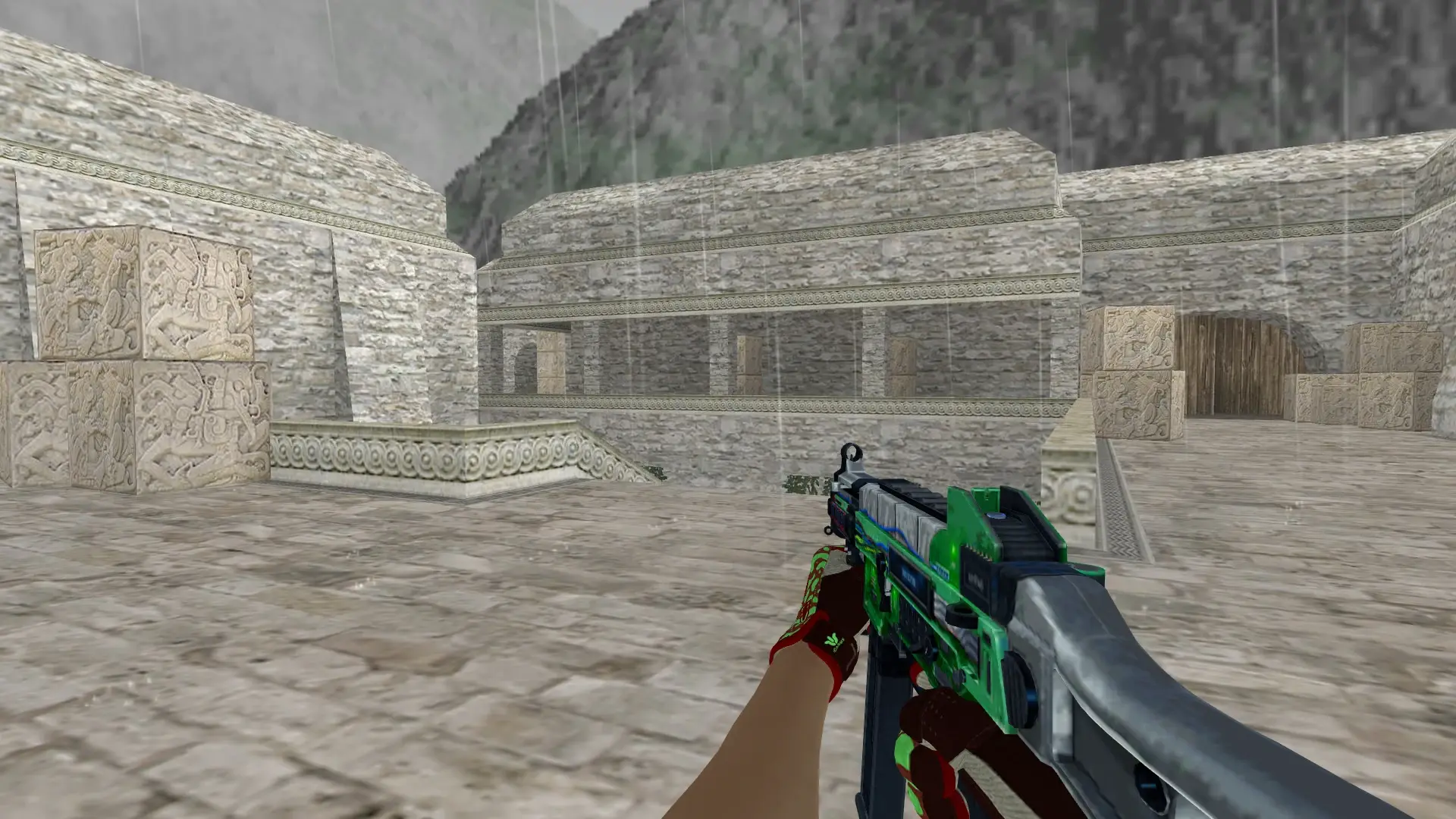 UMP-45 — Sport Gloves Bronze Morph Pack — de_aztec (first person)