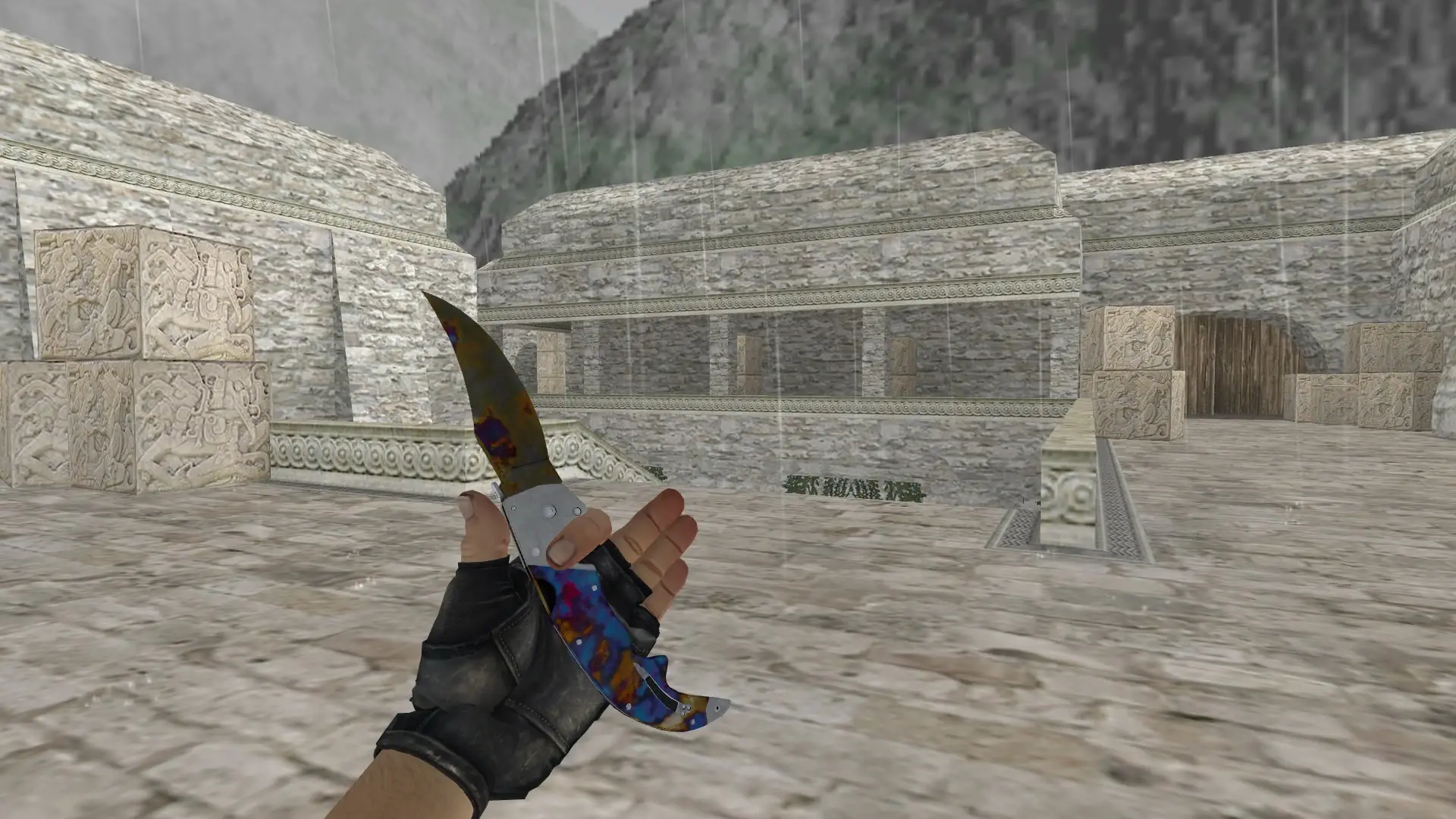Falchion Knife | Case Hardened — de_aztec (first person)
