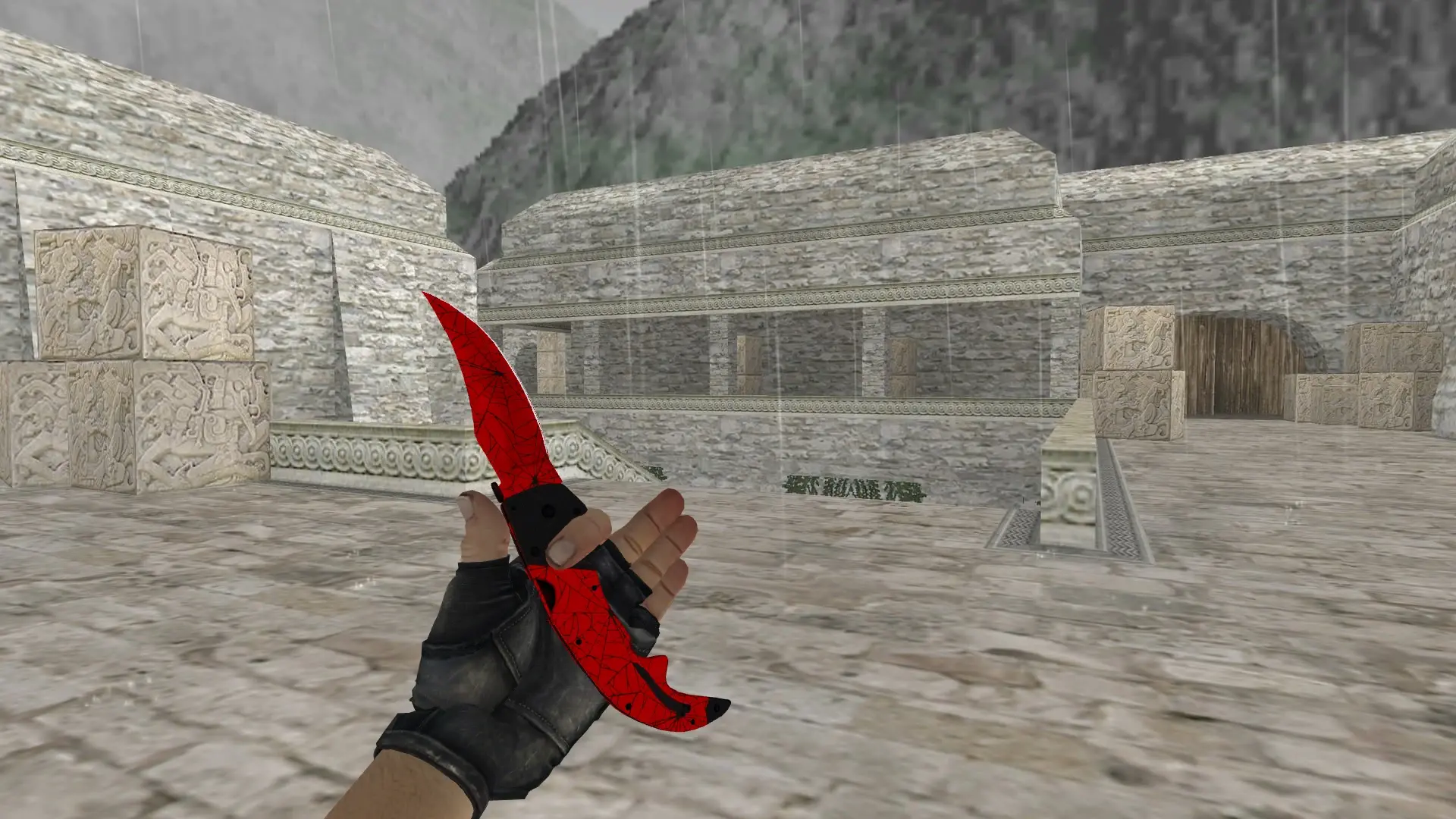Falchion Knife | Crimson Web — de_aztec (first person)