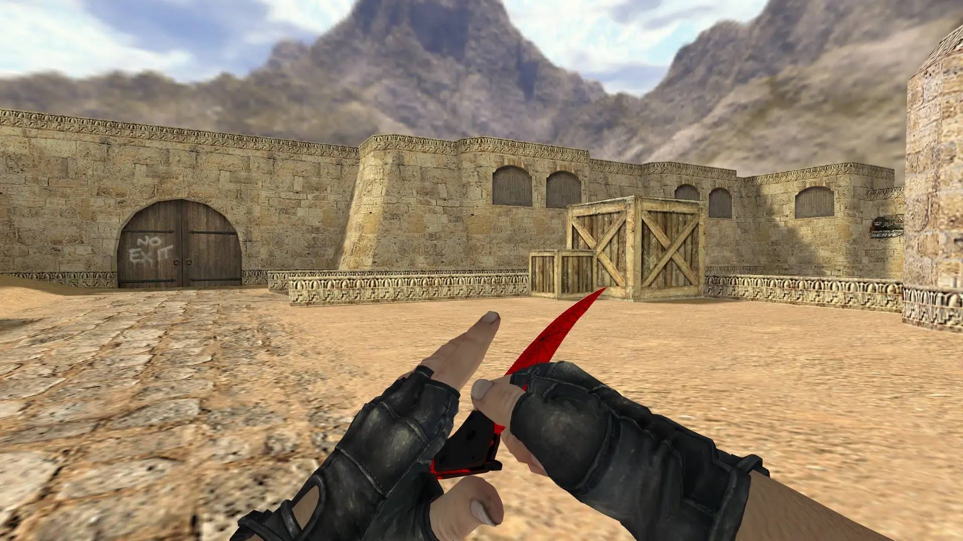 Falchion Knife | Crimson Web — de_dust2 (first person)