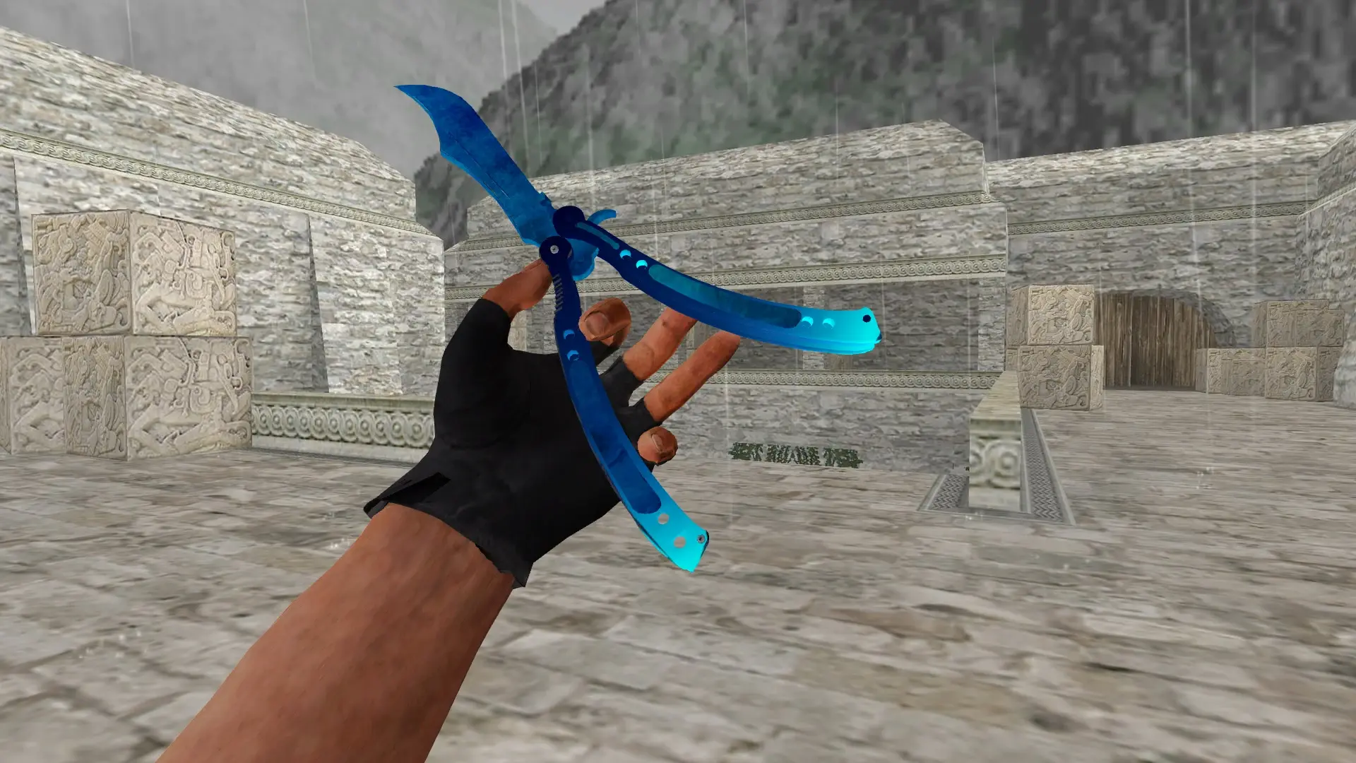 Butterfly Knife | Blue Sea — de_aztec (first person)