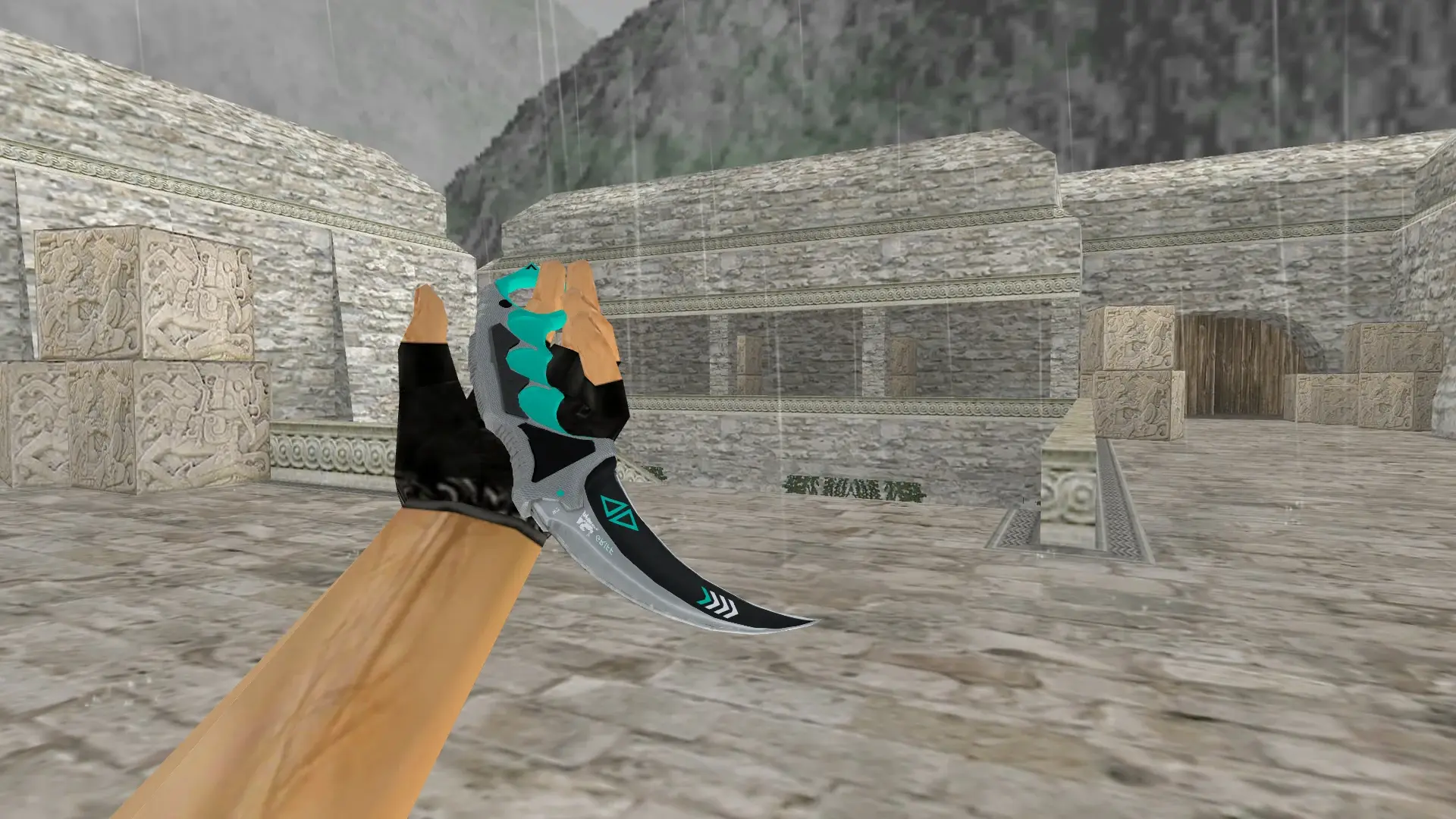 Karambit | Asiimov reworked blue — de_aztec (first person)