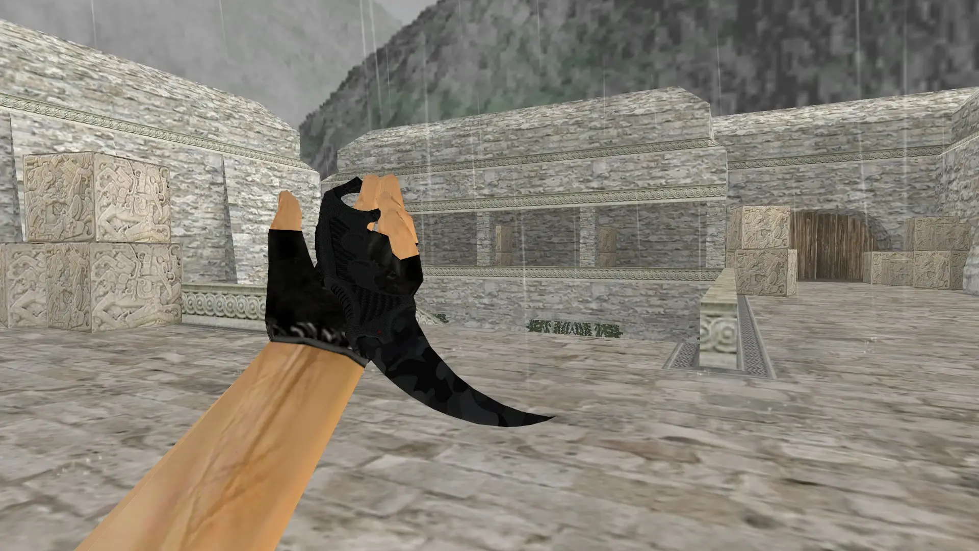 Karambit | Black Camo — de_aztec (first person)