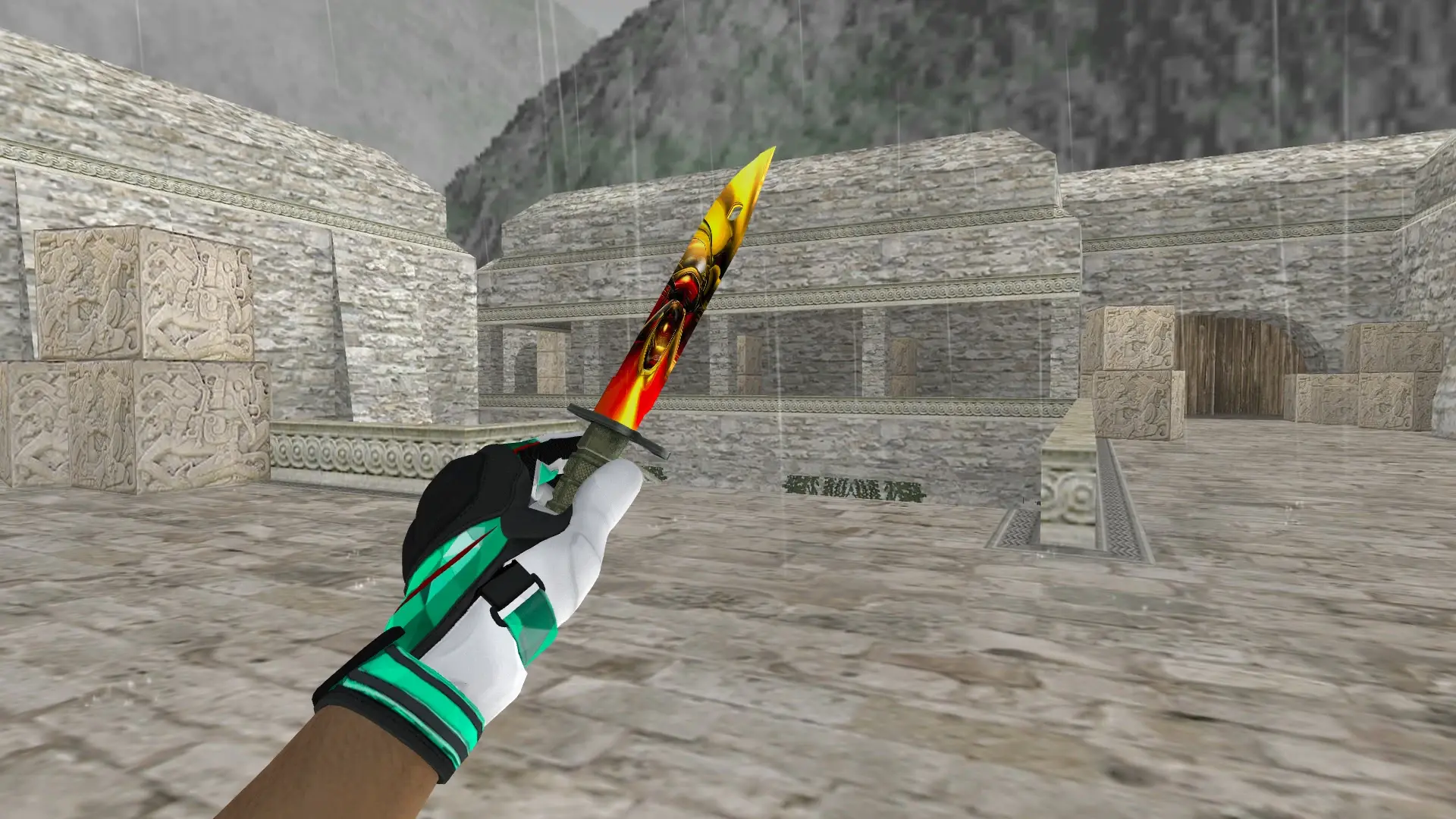 Bayonet | Dark Gold — de_aztec (first person)