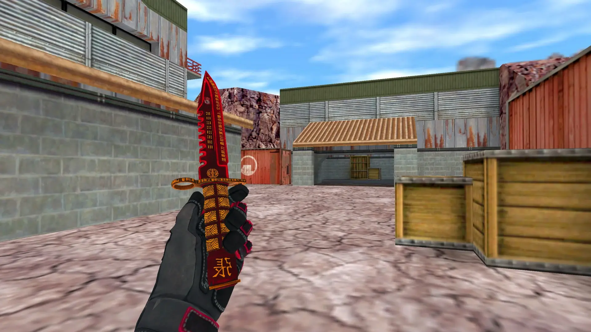 M9 Bayonet | Chang, Specialist Gloves Crimson Kimono — de_nuke (first person)